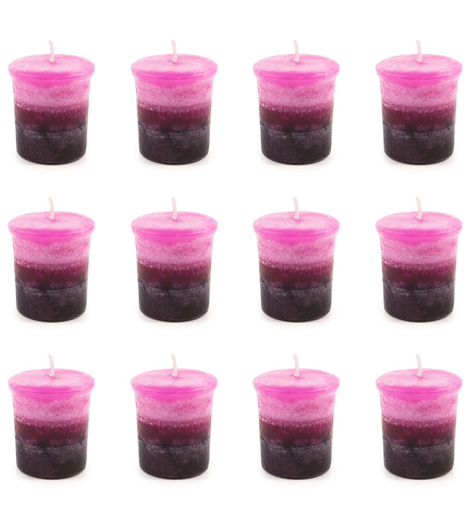 Pajoma Premium Roses-Berries Votive Candles - 12 Pack (55g) | Marble Finish | 17-Hour Burn Time - Buy Online on SooperMarket.com