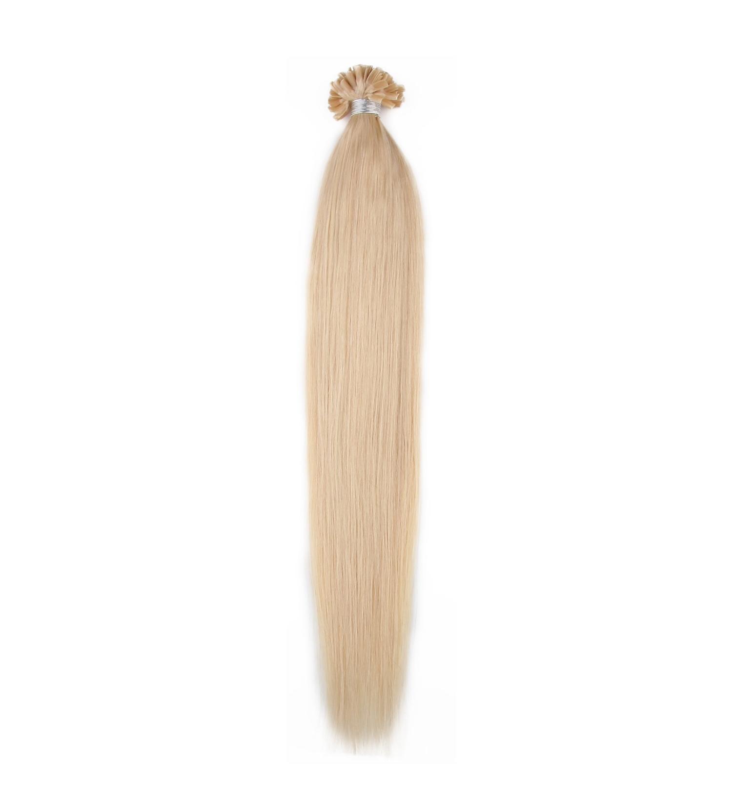 50 Strands Nail U Tip Remy Human Hair Extensions Blonde 24# Pre Bonded Natural Straight 0.5g/strand 18 inch