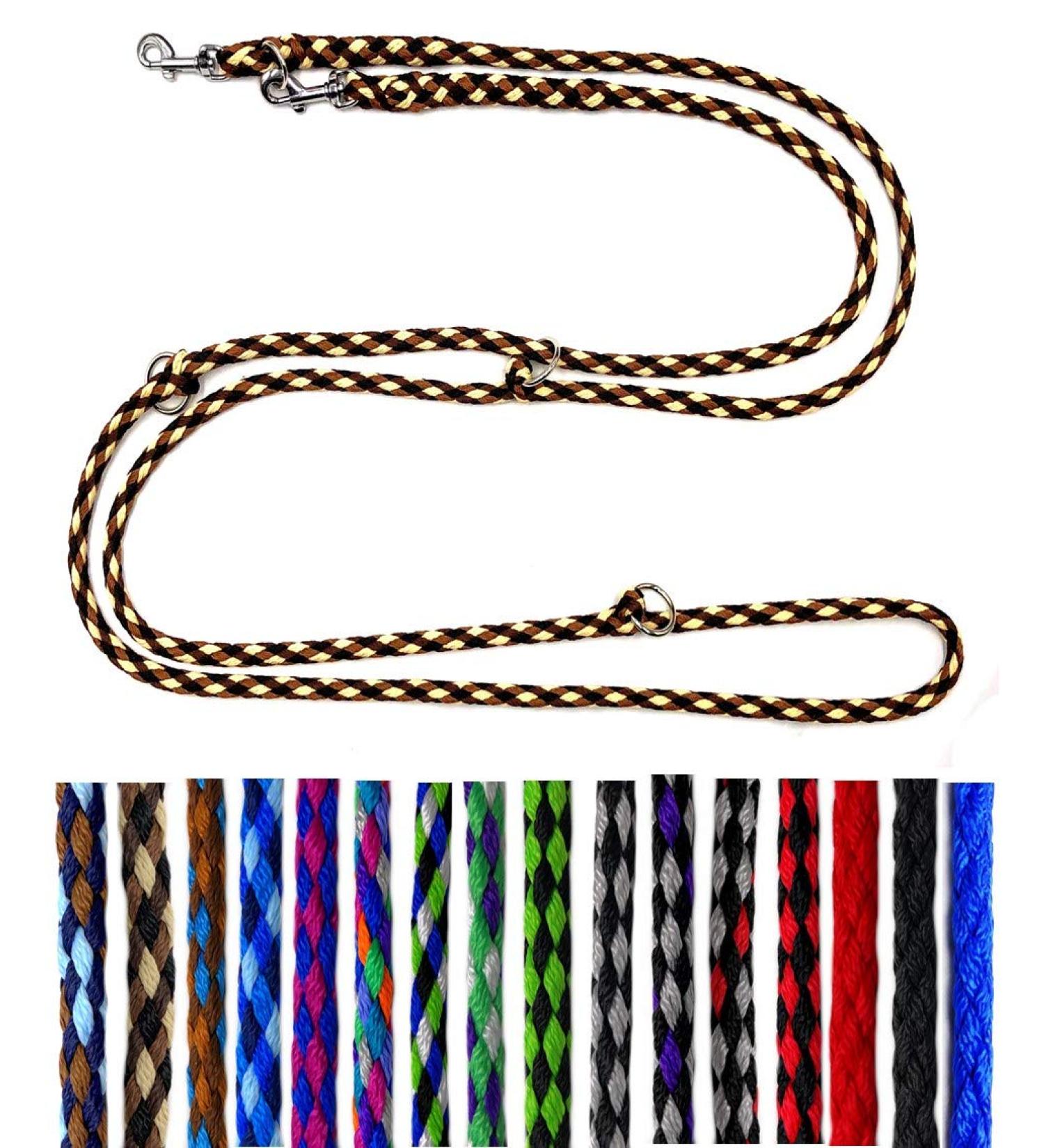Small Dog Linen Leash - 3.50m Adjustable Lightweight & Durable | Perfect for Dogs Up to 15kg - Brownie (Black-Brown Beige) - Buy Online on SooperMarket.com