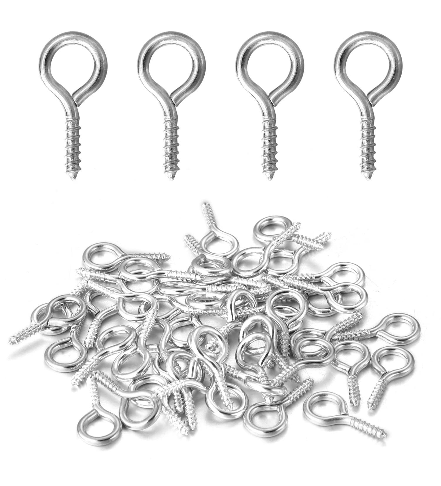 Linsoir Beads 200 Pcs Metal Screw Eye Pins Hooks 7X14mm - Rhodium Plated for DIY Jewelry Making and Crafts - Buy Online on SooperMarket.com