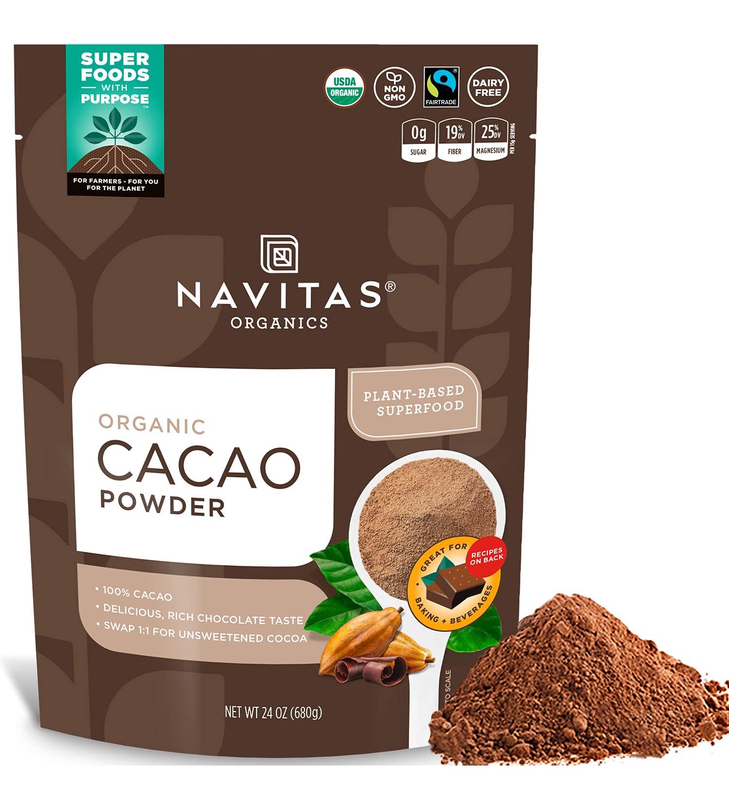 Navitas Organics Organic Cacao Powder - 24 oz (680 g) | Premium Superfood for Baking & Smoothies - Buy Online on SooperMarket.com