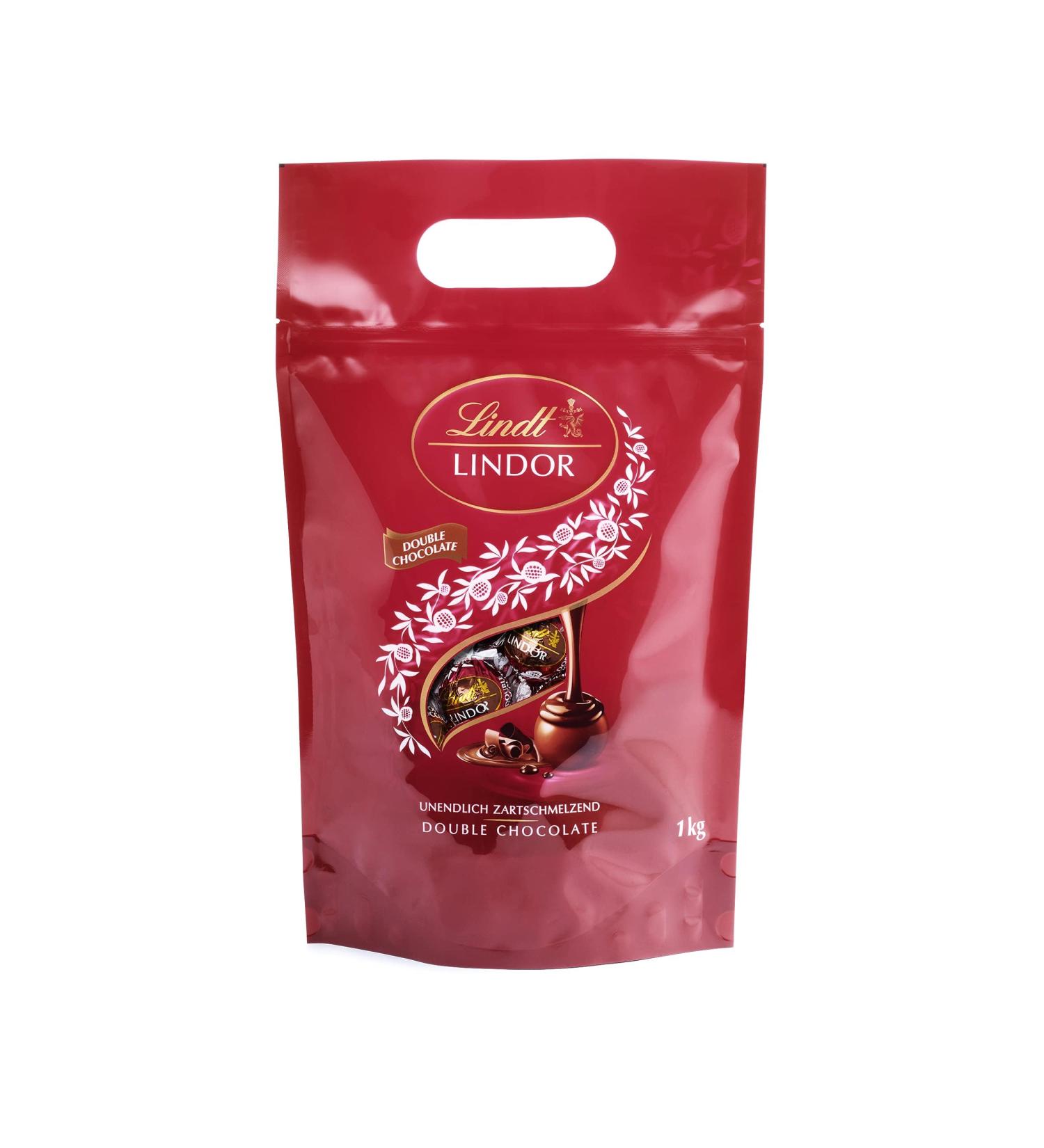 Lindt Lindor Double Chocolate 1 kg Bag | 80 Soft Melting Pralines | Resealable Large Pack | Ideal Gift for Chocolate Lovers - Buy Online on SooperMarket.com