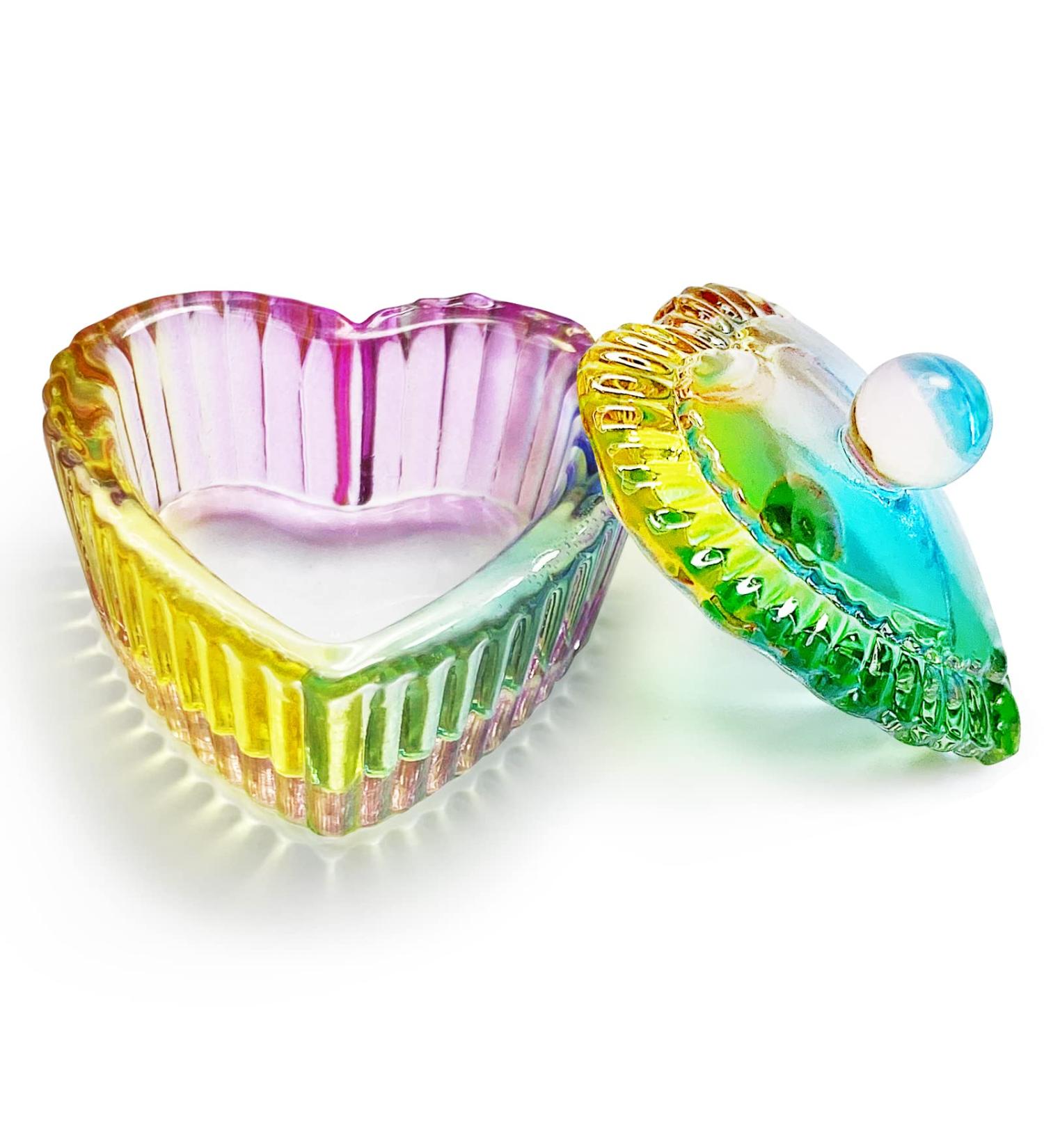 Sweet Heart Shape Acrylic Dappen Dish & Glass Cup | Acrylic Nail Art Kit with Cap Lid | Transparent Colored Glaze Bowl - Buy Online on SooperMarket.com