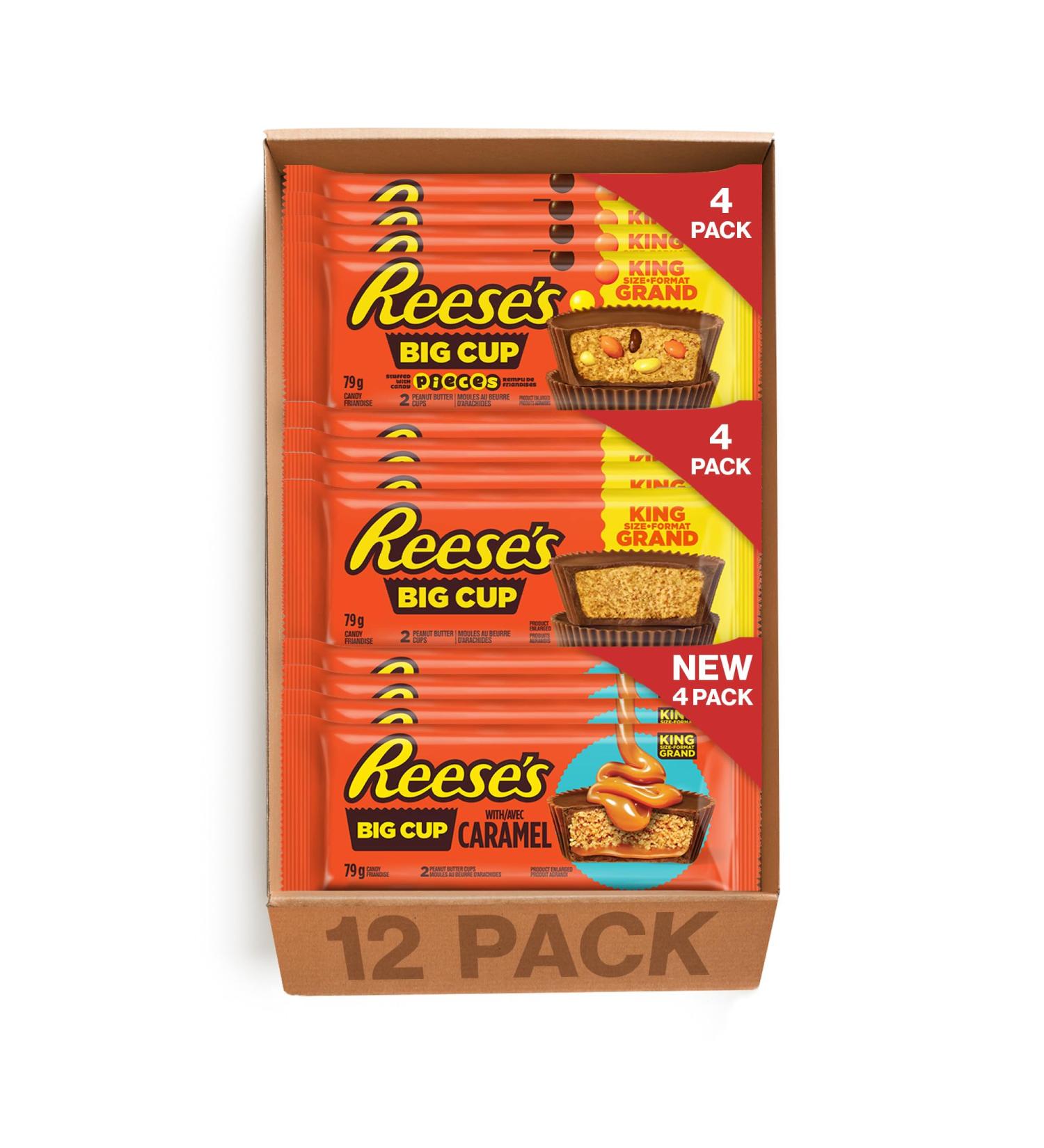 Reese's Big Cup Assorted Variety 12 Pack - Includes (4) Reese's Cup w/Caramel (4) Reese's Peanut Butter Cups (4) Reese's Cup Stuffed with Pieces (Online Exclusive) Holiday Candy Assorted Chocolate 12 Count (Pack of 1) - Buy Online on SooperMarket.com