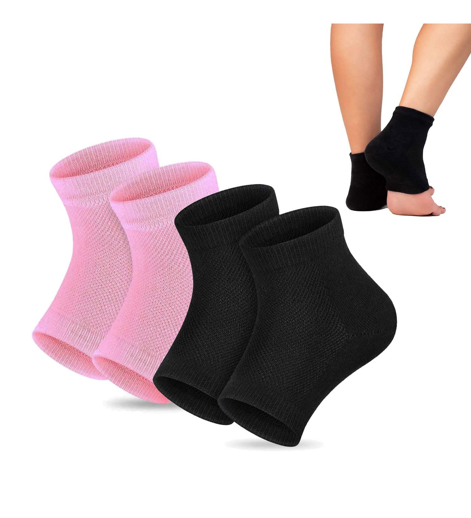 2 Pairs Moisturizing Gel Heel Socks Soft Ventilate Gel Heel Socks Open Toe Socks for Dry Hard Cracked Skin Moisturizing Day Night Care Skin (Black and Pink) 2p Black_pink - Buy Online on SooperMarket.com
