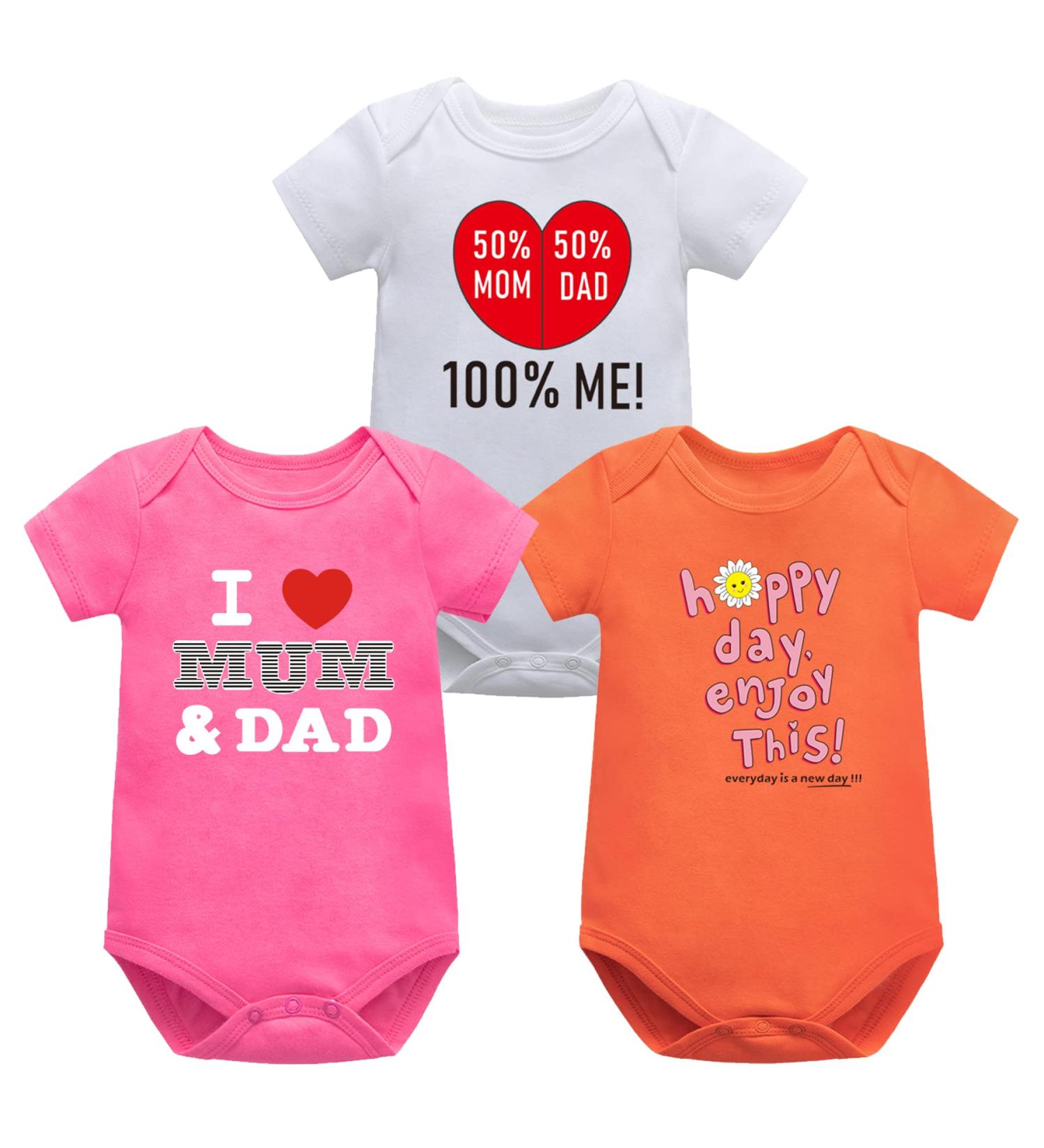Bestele Baby Bodysuits 3-Pack Short Sleeve Cotton Onesies for Newborn Boys and Girls | Toddler Infant Coverall Set | 6-9 Months - Buy Online on SooperMarket.com
