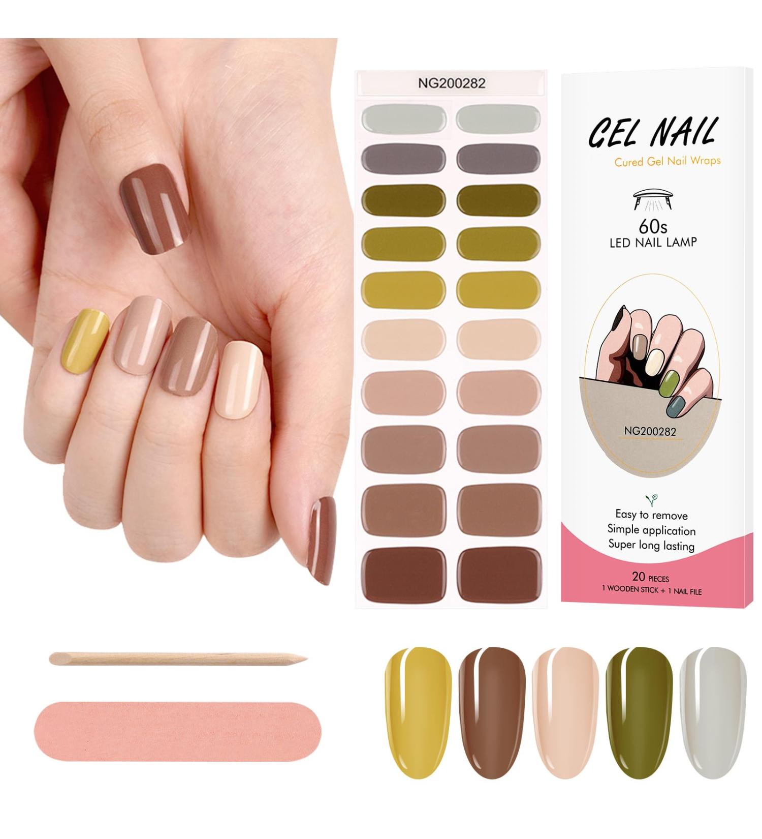 Kalolary 20PCS Nail Adhesive Wrap Nail Gel Polish Strips Full Wraps Nail Polish Stickers Cured Gel Nail Strips Self-Adhesive Gel Nail Wrap Stickers Decals(UV/LED Lamp Required) (Colorful 3) - Buy Online on SooperMarket.com