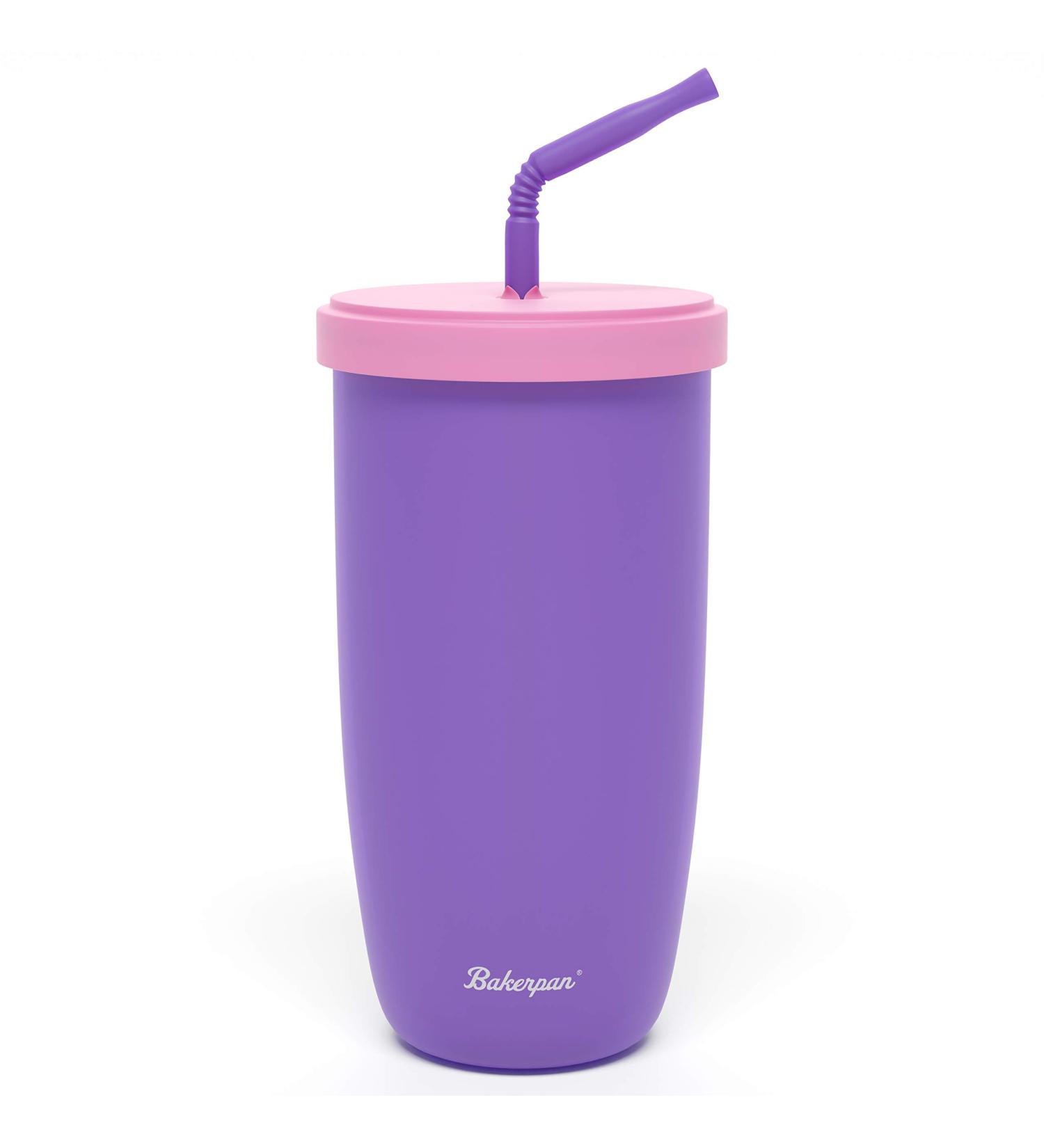 Bakerpan Silicone Straw Cup for Toddlers and Kids 12oz - Purple | BPA-Free, Spill-Proof Design - Buy Online on SooperMarket.com