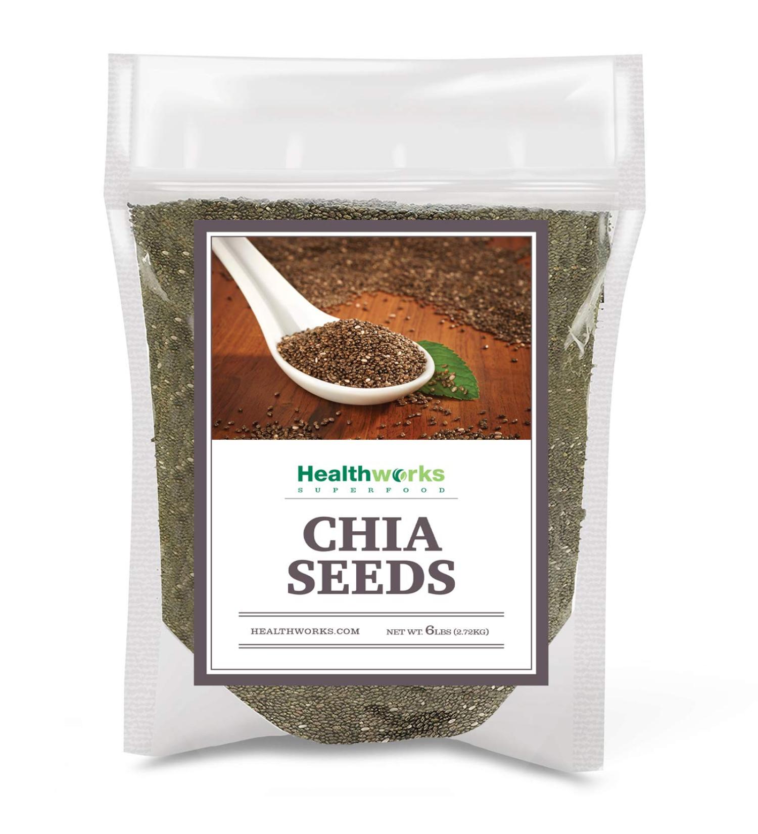 Healthworks Chia Seeds Raw (6 Pounds) - Omega 3, Fiber & Protein - Great for Shakes, Smoothies & Oatmeal - Buy Online on SooperMarket.com