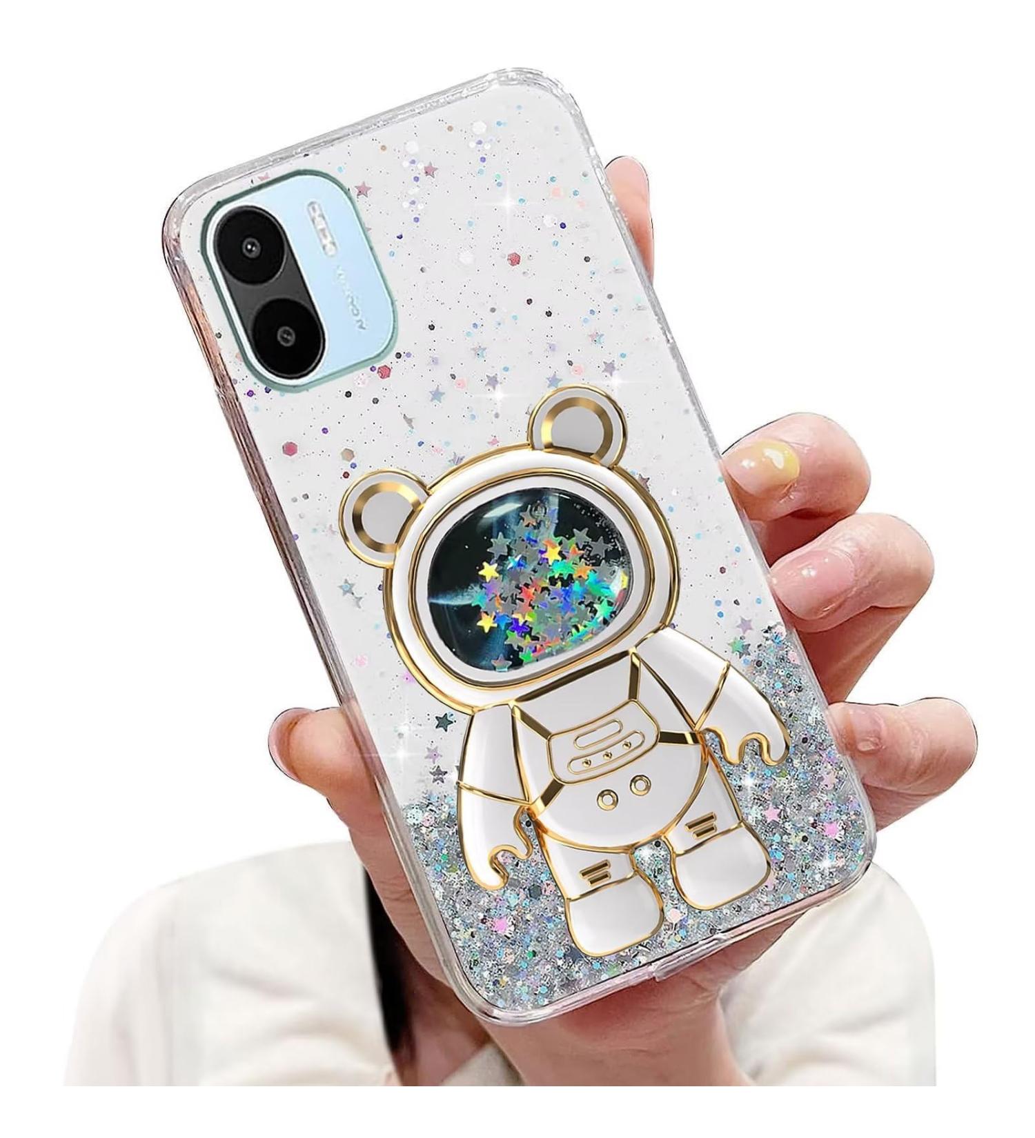 Tivenfezk Nadoli Xiaomi Redmi A1 Case - Glitter Astronaut Hidden Stand Soft Silicone Protective Cover - Buy Online on SooperMarket.com