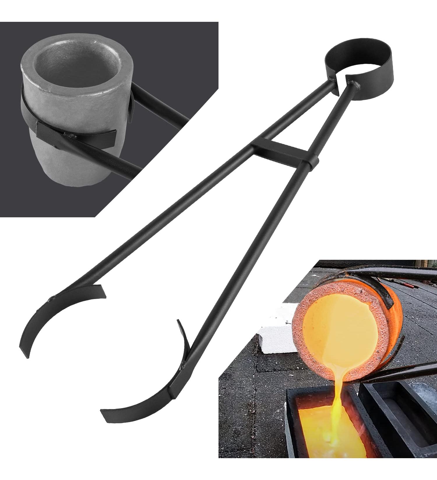 Foundry Crucible Flask Tongs for Metal Melting - Gold, Silver, Copper | Refinery Crucibles Casting Tool - Buy Online on SooperMarket.com