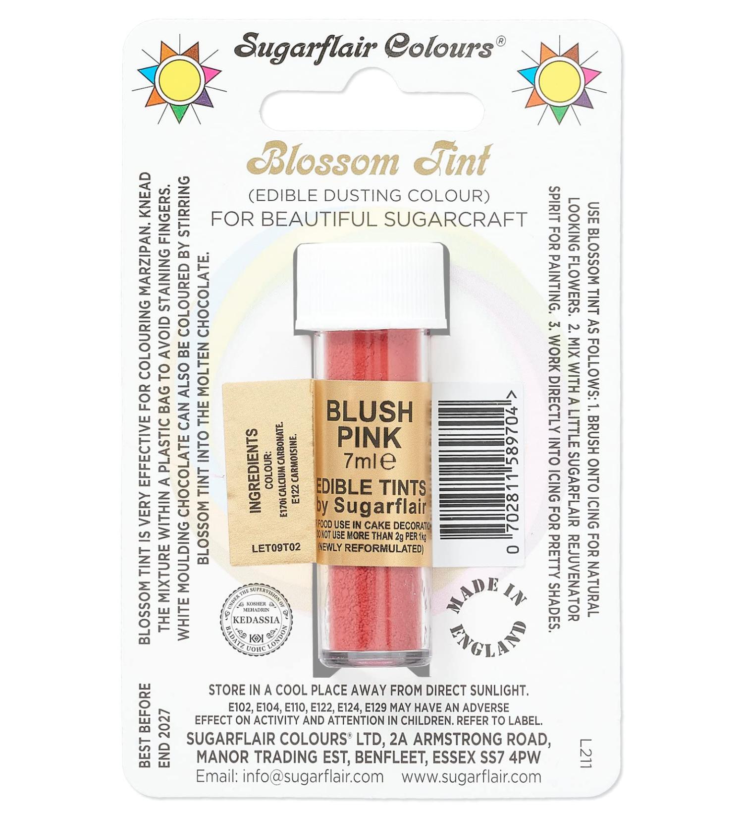 Sugarflair Blush Pink Blossom Tint Food Colouring and Dusting Powder Matt Finish Brush On or Mix with Rejuvenator Spirit to Create a One of A Kind Cake - 7ml