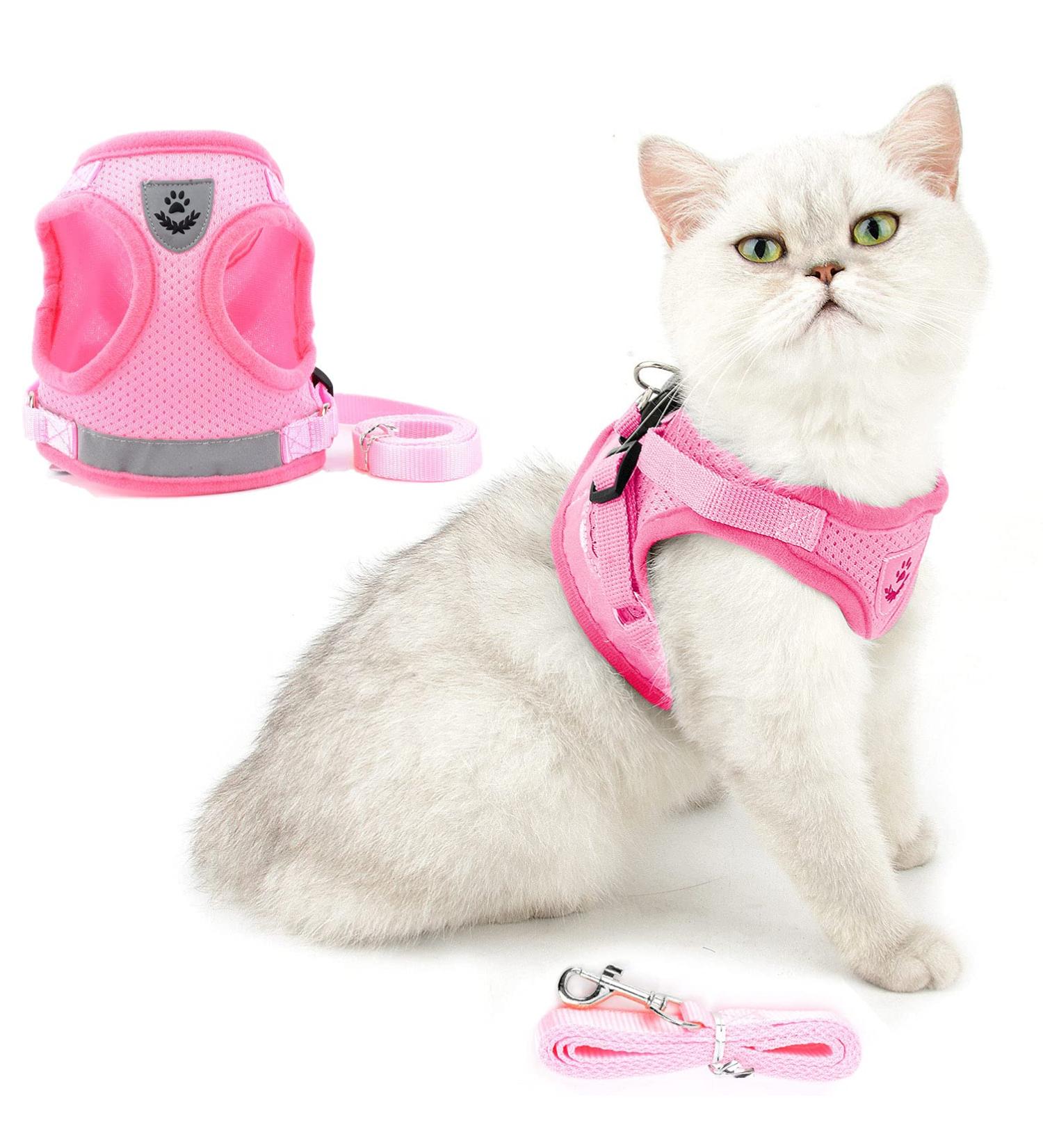 Ranphy Cat Dishes & Adjustable Dog Harness - Reflective No Pull Soft Mesh Comfortable Fit for Small Dogs - Pink - Buy Online on SooperMarket.com