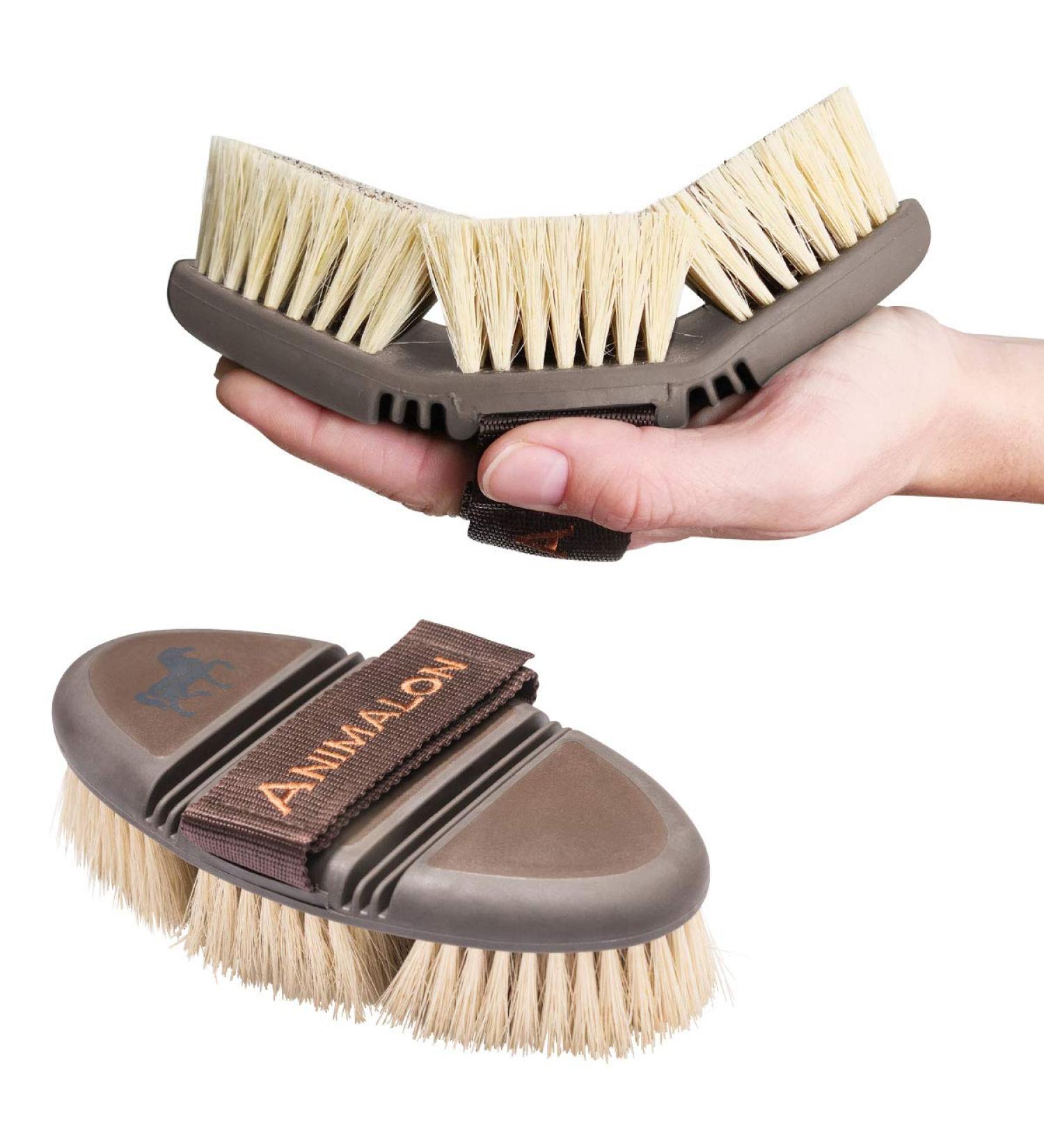 Animalon Careflex Root Brush - Natural Horse Brush with Hard Bristles Ergonomic Design Flexible Cardboard & Velcro Fastener - Premium Quality Care for Your Horse - Buy Online on SooperMarket.com