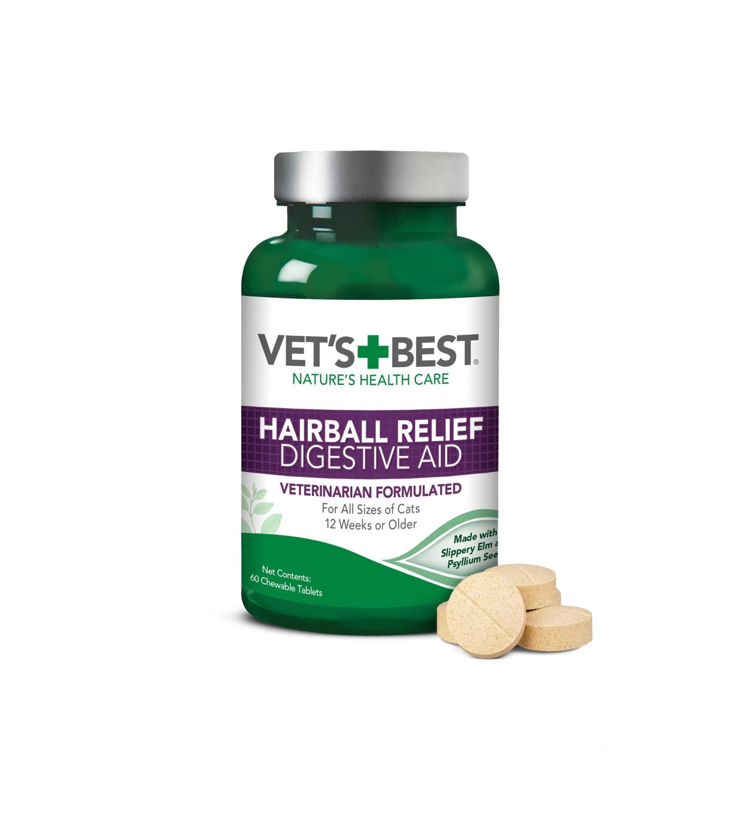 Vet's Best Cat Hairball Relief Digestive Aid | Chicken Flavor 60 Tablets - Buy Online on SooperMarket.com