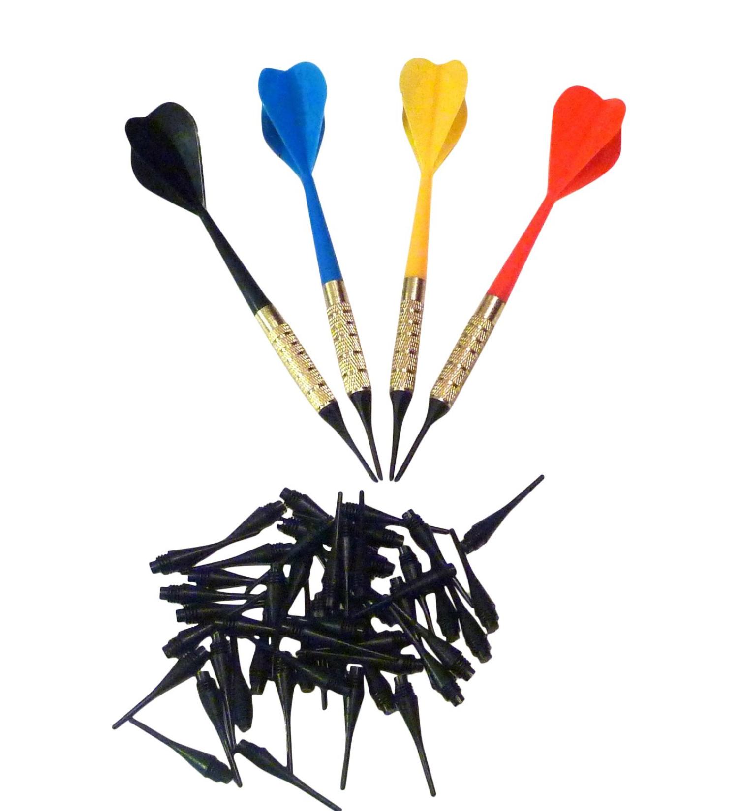 Arachnid Plastic Soft Tip Darts, Lot of 12 Assorted Colors Plus 50 Extra Tips