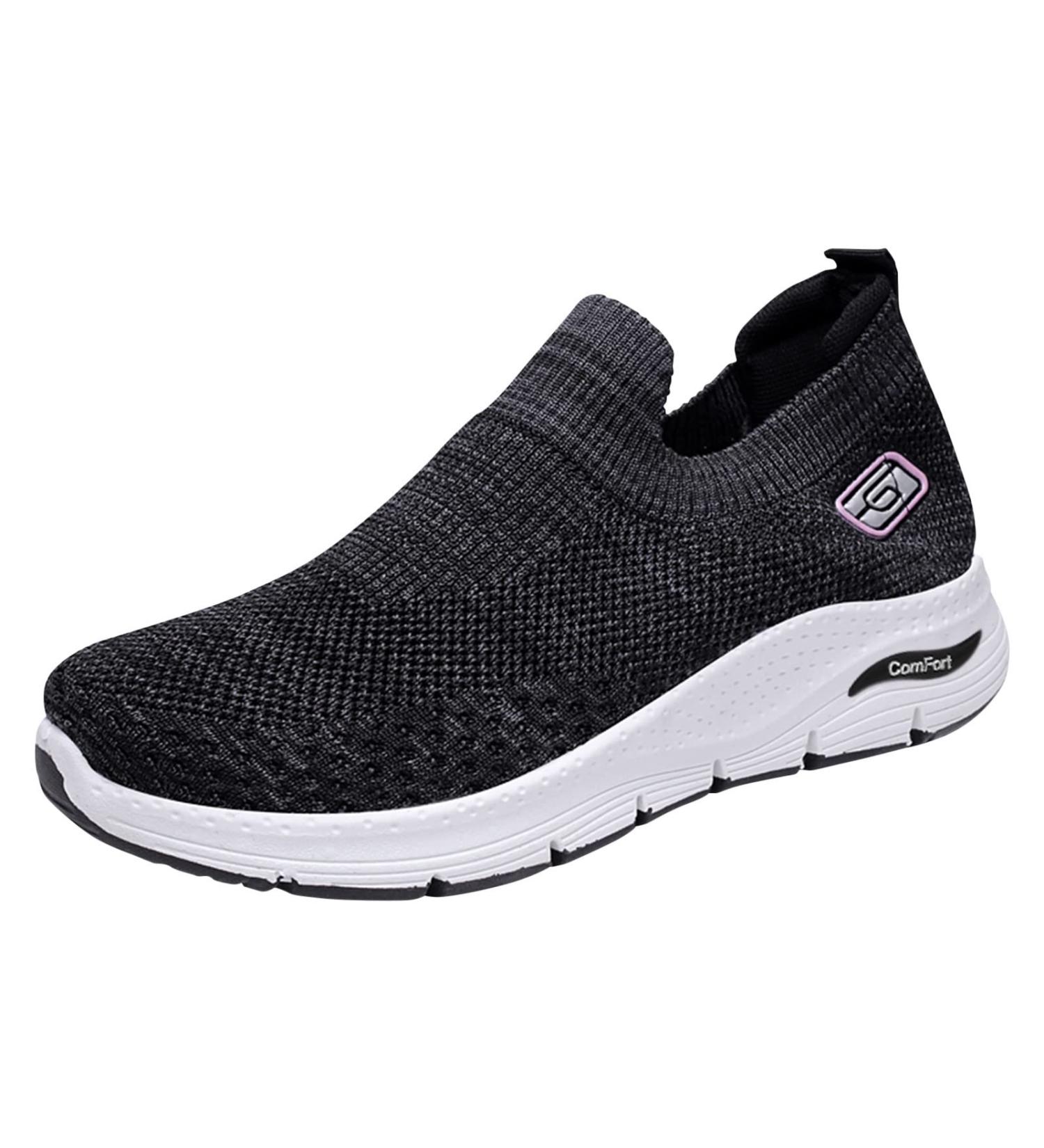 Rytejfes Women's White Waterproof Wedge Heel Sneakers - Stylish Laced Walking Shoes & Slip-On Flats in Blue & Black - Size 40 EU - Buy Online on SooperMarket.com