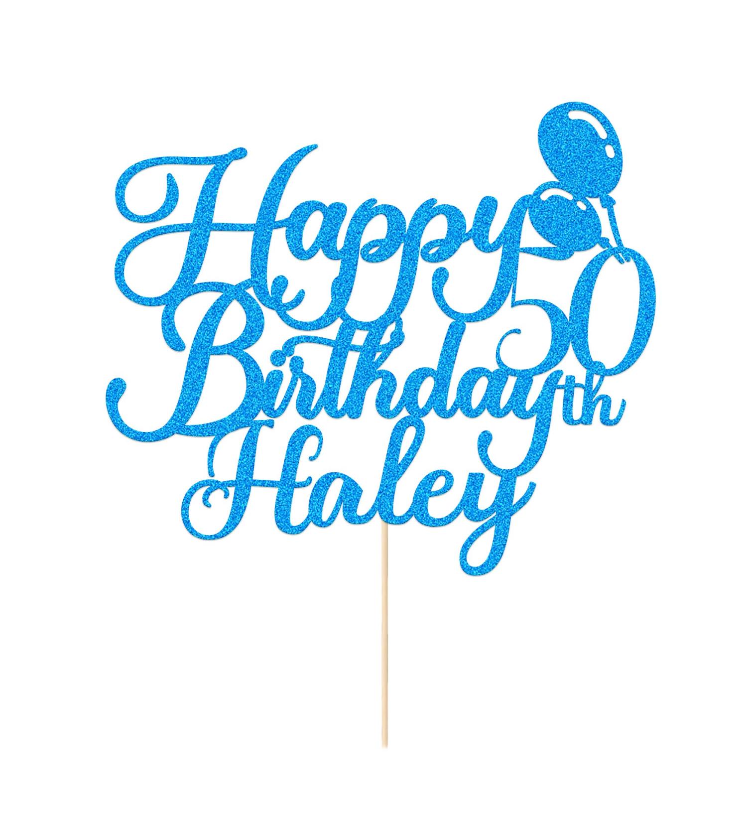 Happy Birthday Cake Topper Personalised Cake Topper Birthday Cake Decorations Gifts Glitter Cake Toppers with Any Name Age for Her Him Friend Classmate on 1st 3rd 10th 20th 21st 30th (Blue) - Buy Online on SooperMarket.com