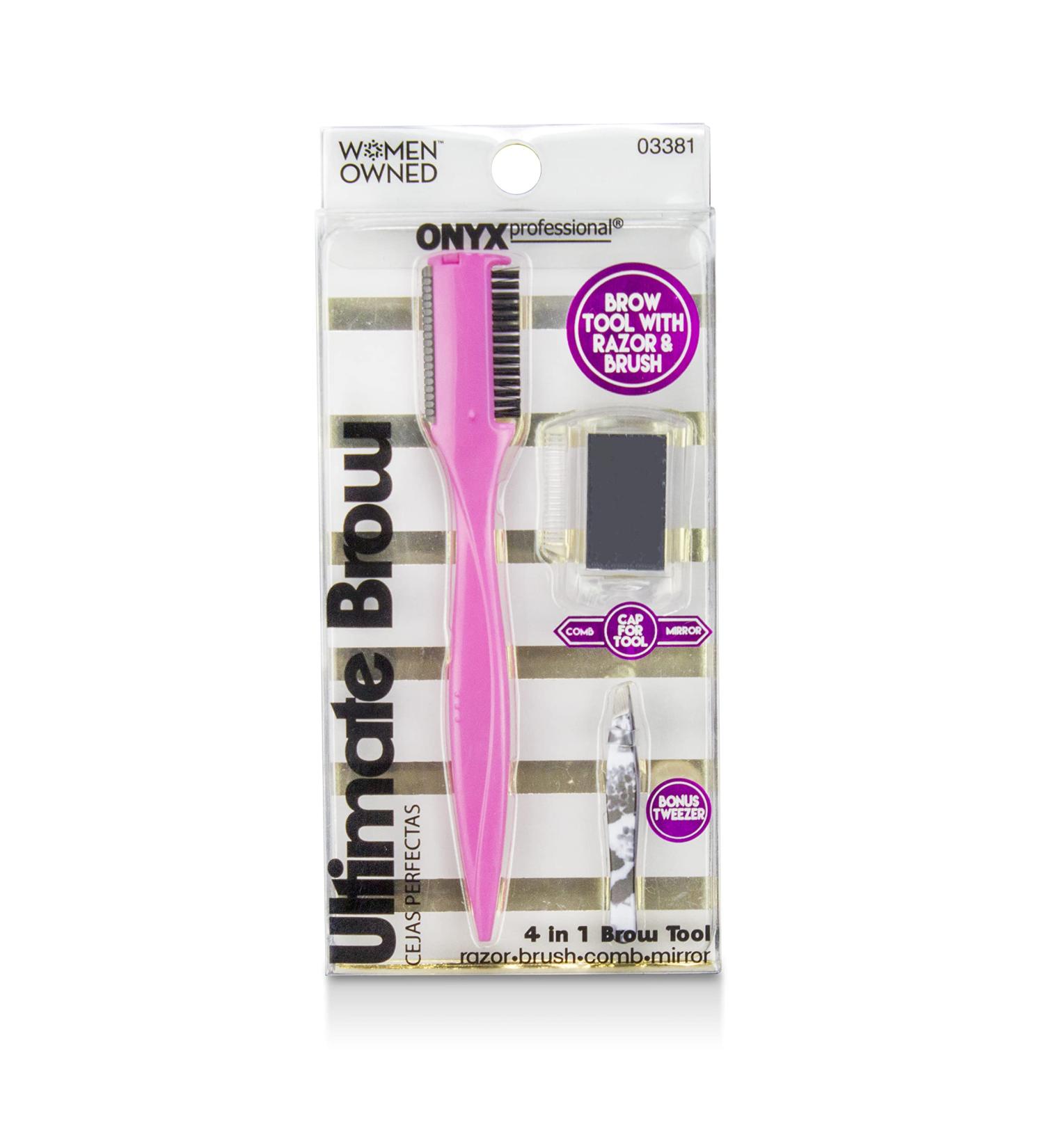 Onyx Professional 4 in 1 Eyebrow Kit - Brush Razor Comb Tweezers & Mini Mirror - Essential Makeup Tool for Perfect Brows - International Shipping Available - Buy Online on SooperMarket.com