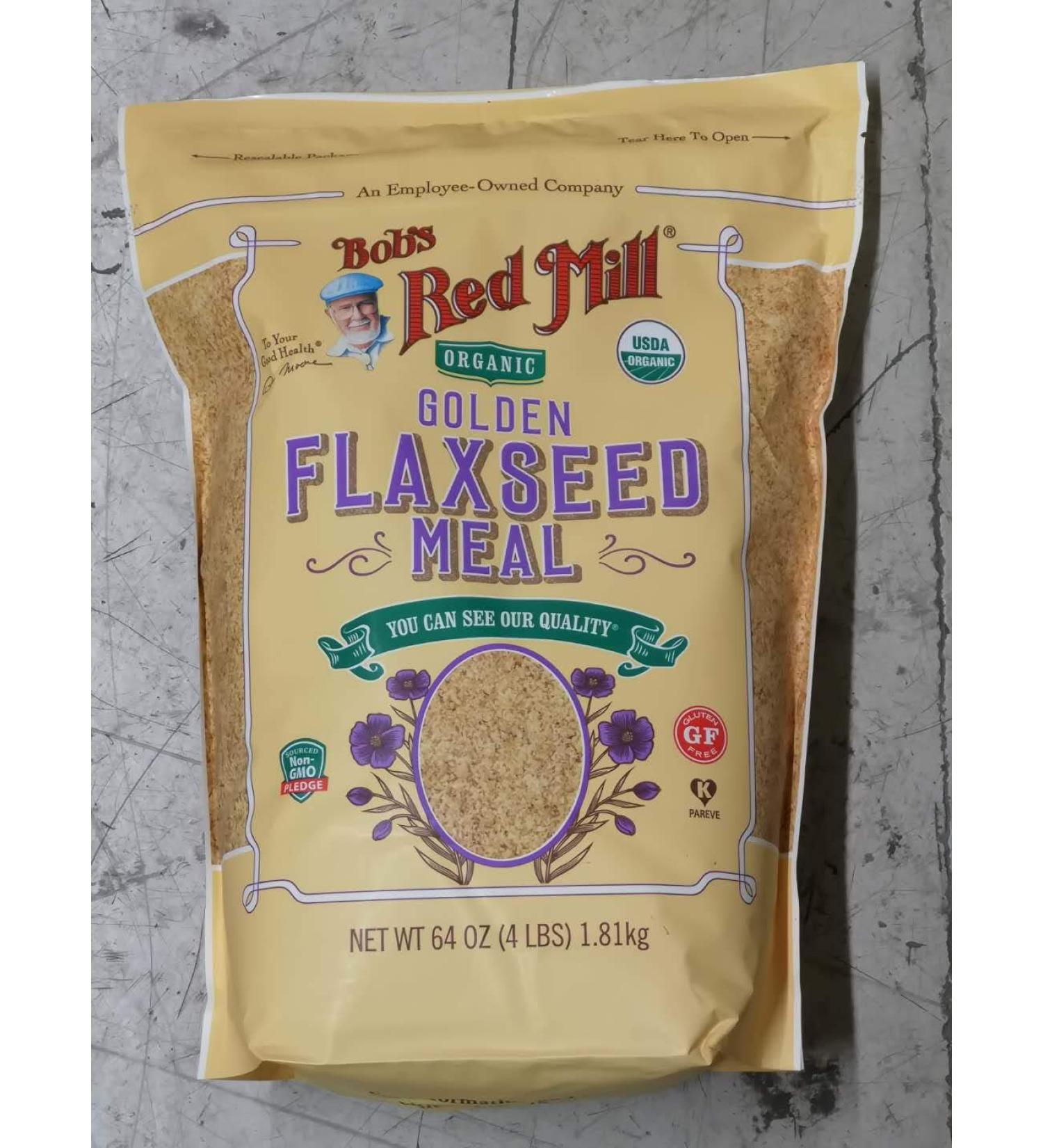 64oz Organic Whole Ground Golden Flaxseed Meal Bob's Red Mill (4 Pounds Total) 4 Pound (Pack of 1)
