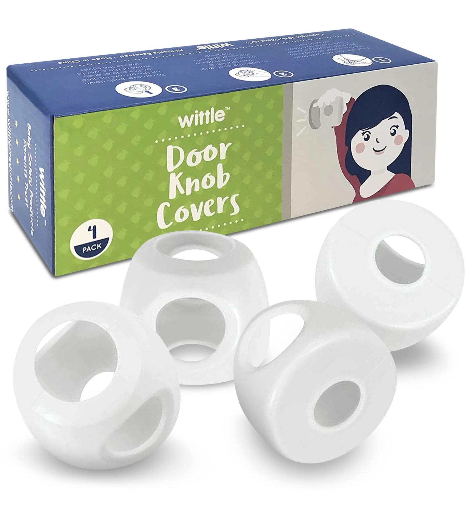 4-Pack Childproof Door Knob Covers - Easy to Install Child Safety Door Knob Cover with No Tools Needed - Reusable  White Baby Proof Door Knob Covers - Door Safety for Kids Made Easy by Wittle - Buy Online on SooperMarket.com