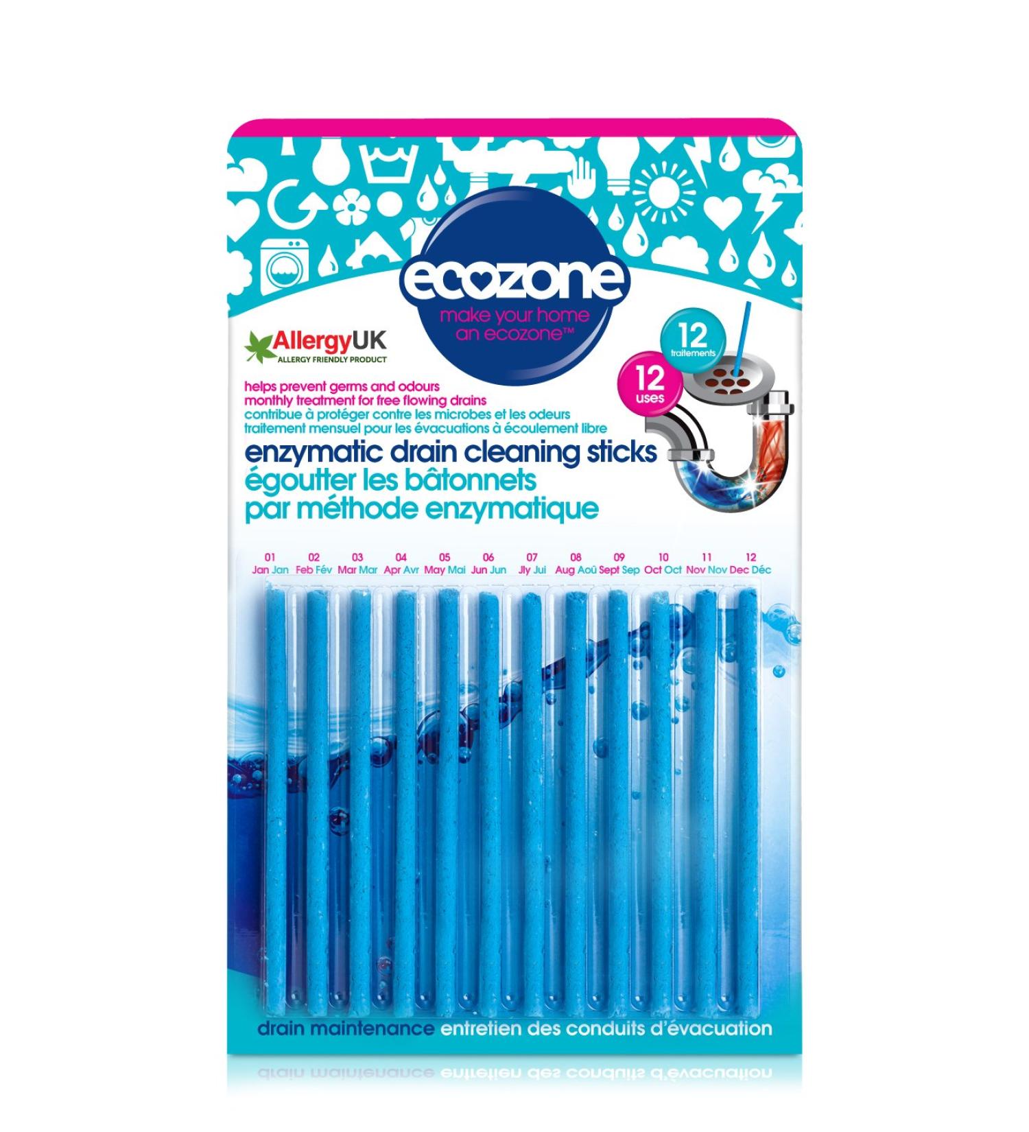 ECOZONE Enzymatic Drain Cleaning Sticks 12 CT