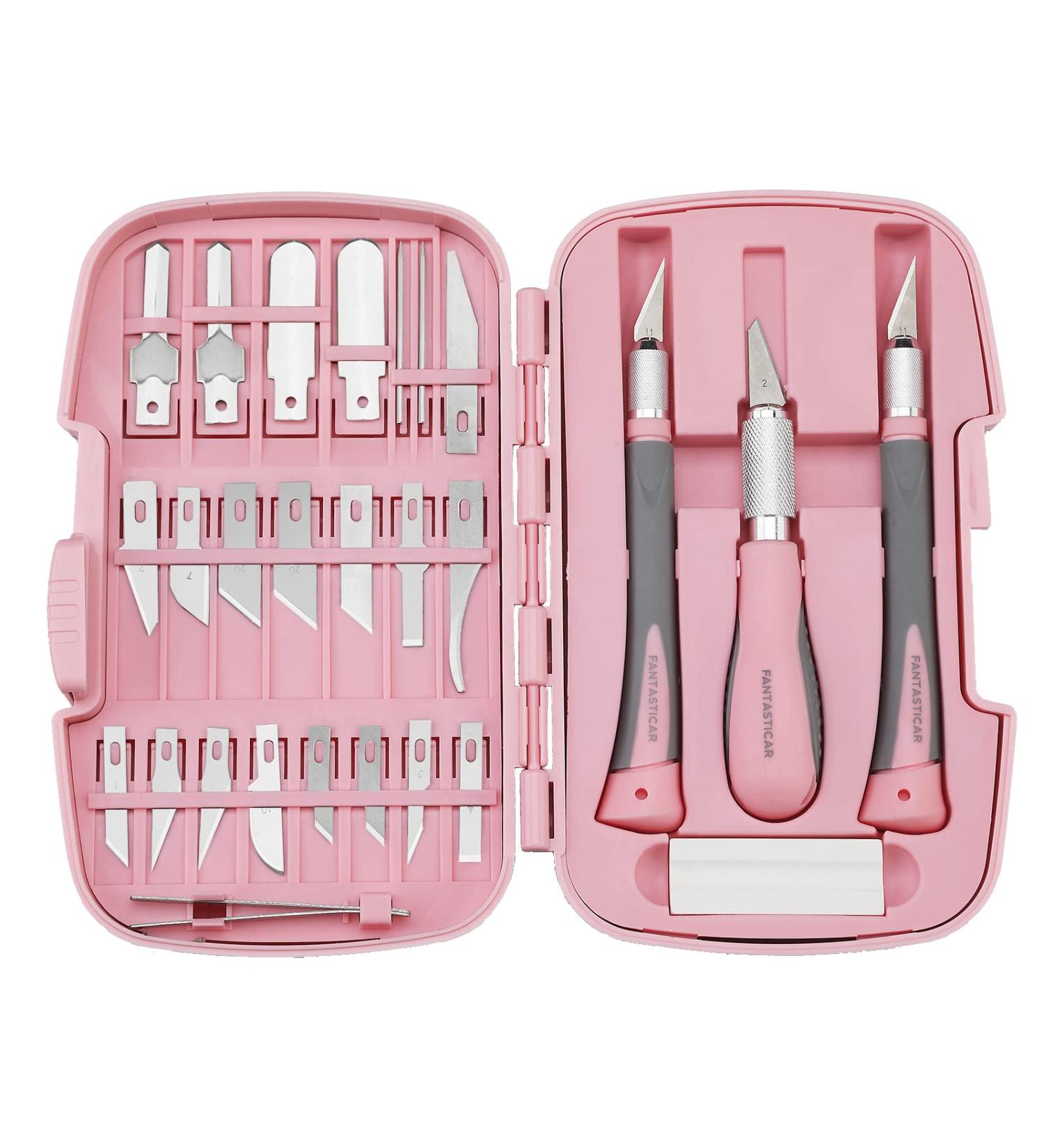 FantastiCAR Craft Knife Set (30pcs) - Precision Cutter Blades for Art, Scrapbooking, Stencil, and More - Pink - Buy Online on SooperMarket.com