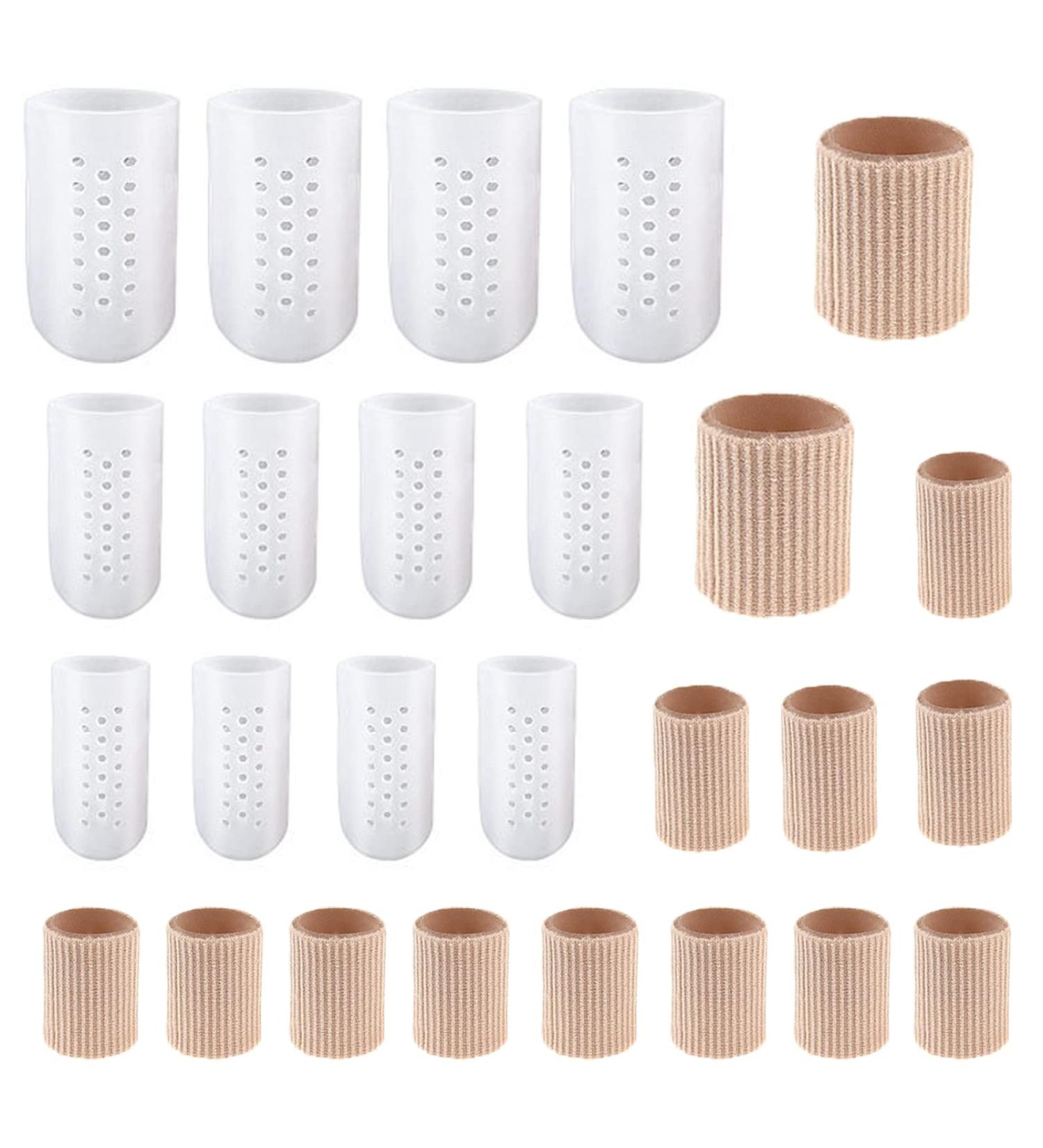 AUXHCYL 26-Piece Soft Gel Toe Tubes Sleeves for Pain Relief - Corn Pad Protectors, Toe Caps, Toe Separator Silicone Protectors for Women - Buy Online on SooperMarket.com