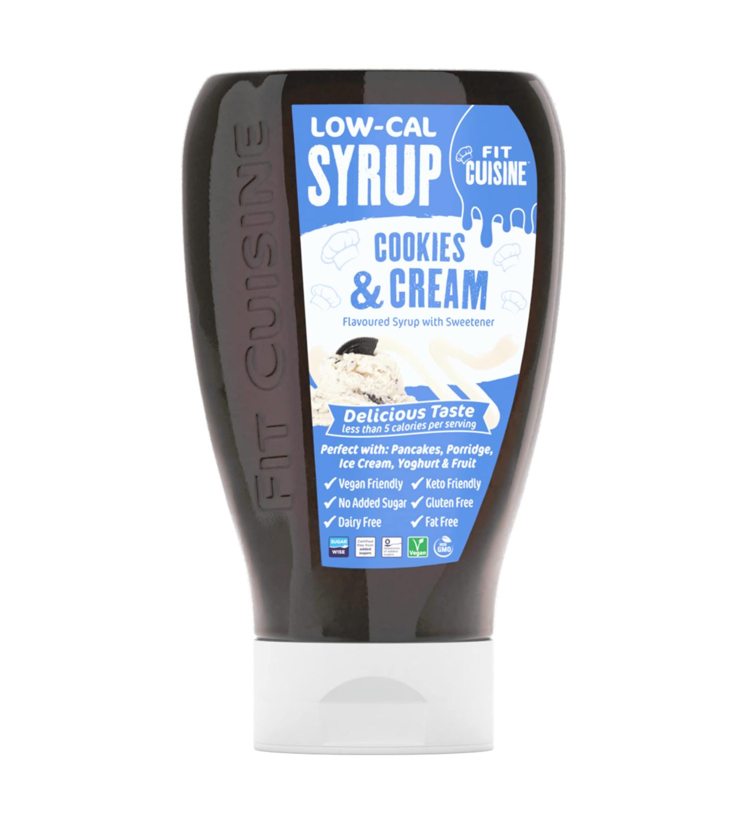 Fit Cuisine Low Calorie Syrup - Low-Cal Syrup to Support Weight Management Low Carb Diet Keto Friendly Vegan For Pancakes Desserts Porridge Ice Cream - 425ml (Cookies & Cream) - Buy Online on SooperMarket.com