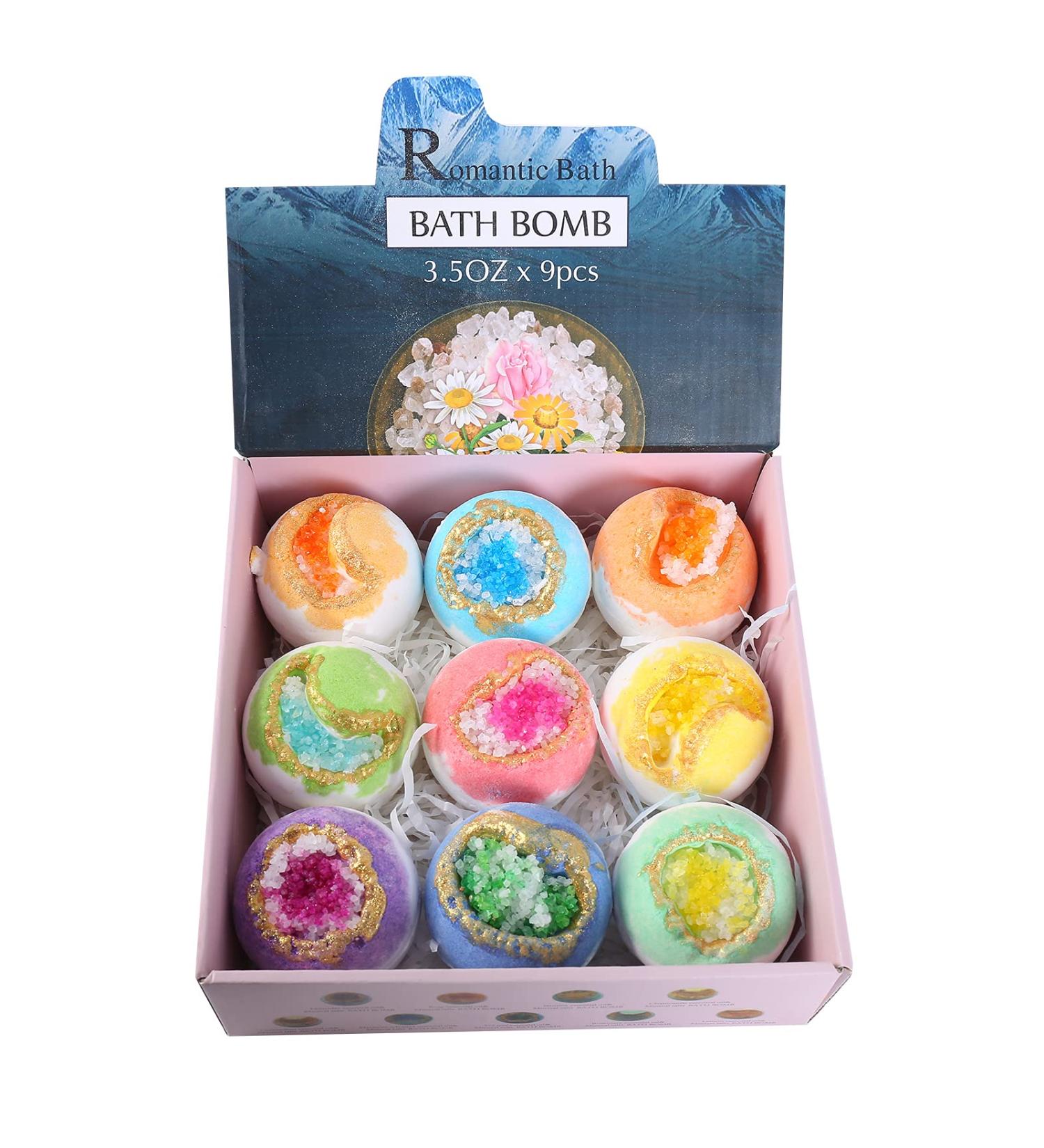 Anself Bath Bombs Set - 9 Pack 100g Sea Salt Body Cleanser for Bubble Bath & Spa - Perfect Birthday & Holiday Gift - Buy Online on SooperMarket.com