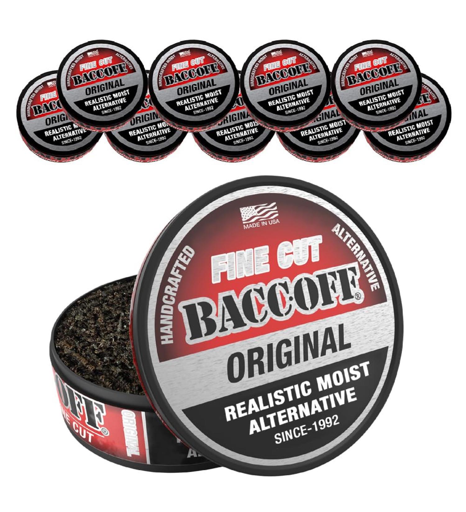Buy 10 Cans of BaccOff Original Fine Cut - Bold Black Tea with Smoky Flavors | International Shipping Available - Buy Online on SooperMarket.com