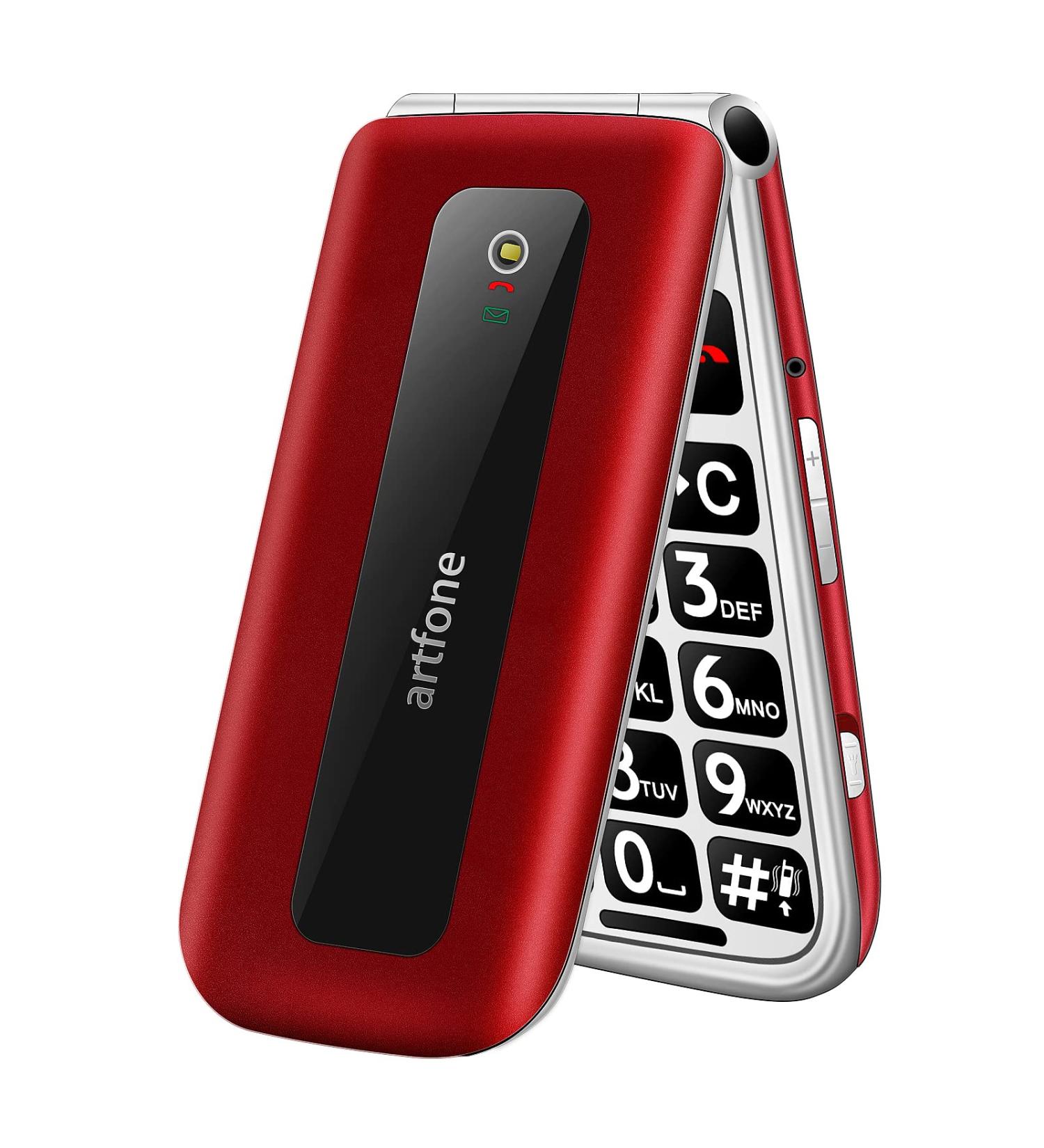 Artfone Senior Cell Phone 2G GSM Folding Mobile with Large Buttons SOS Button 2.4 Color Display & Dual SIM No Contract Perfect for Seniors (Red F20) - Buy Online on SooperMarket.com