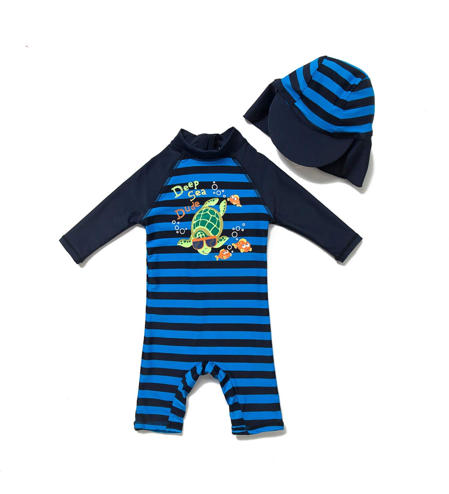 BONVERANO Baby Boys Swimsuit | Long-Sleeve Zipper One Piece Swimwear | UPF 50+ Sun Protection | Turtle Design | 2-3 Years - Buy Online on SooperMarket.com
