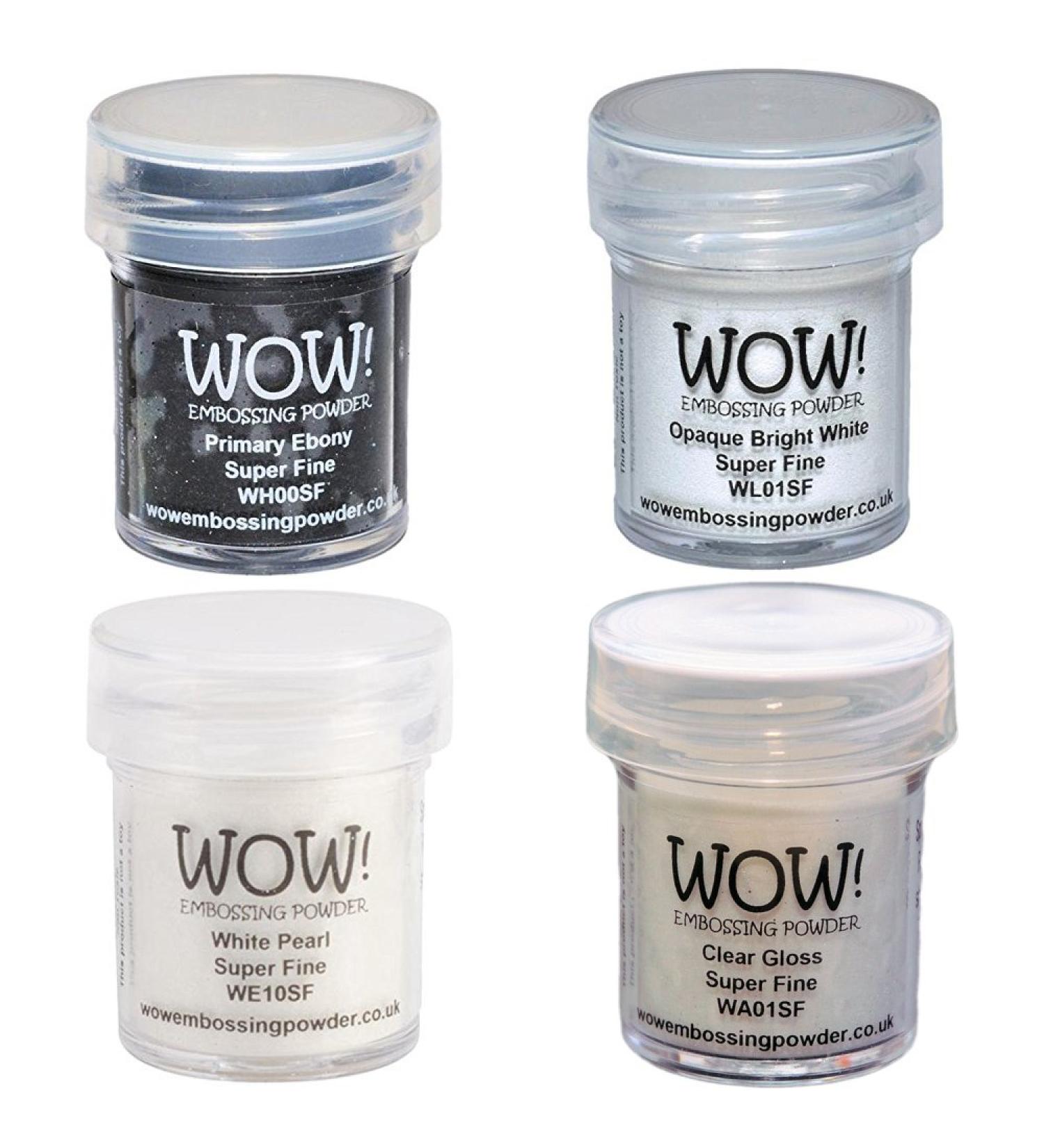 Wow! Embossing Powder Black & White Bundle - Primary Ebony, Bright White, White Pearl, Clear Gloss 15ML - Buy Online on SooperMarket.com