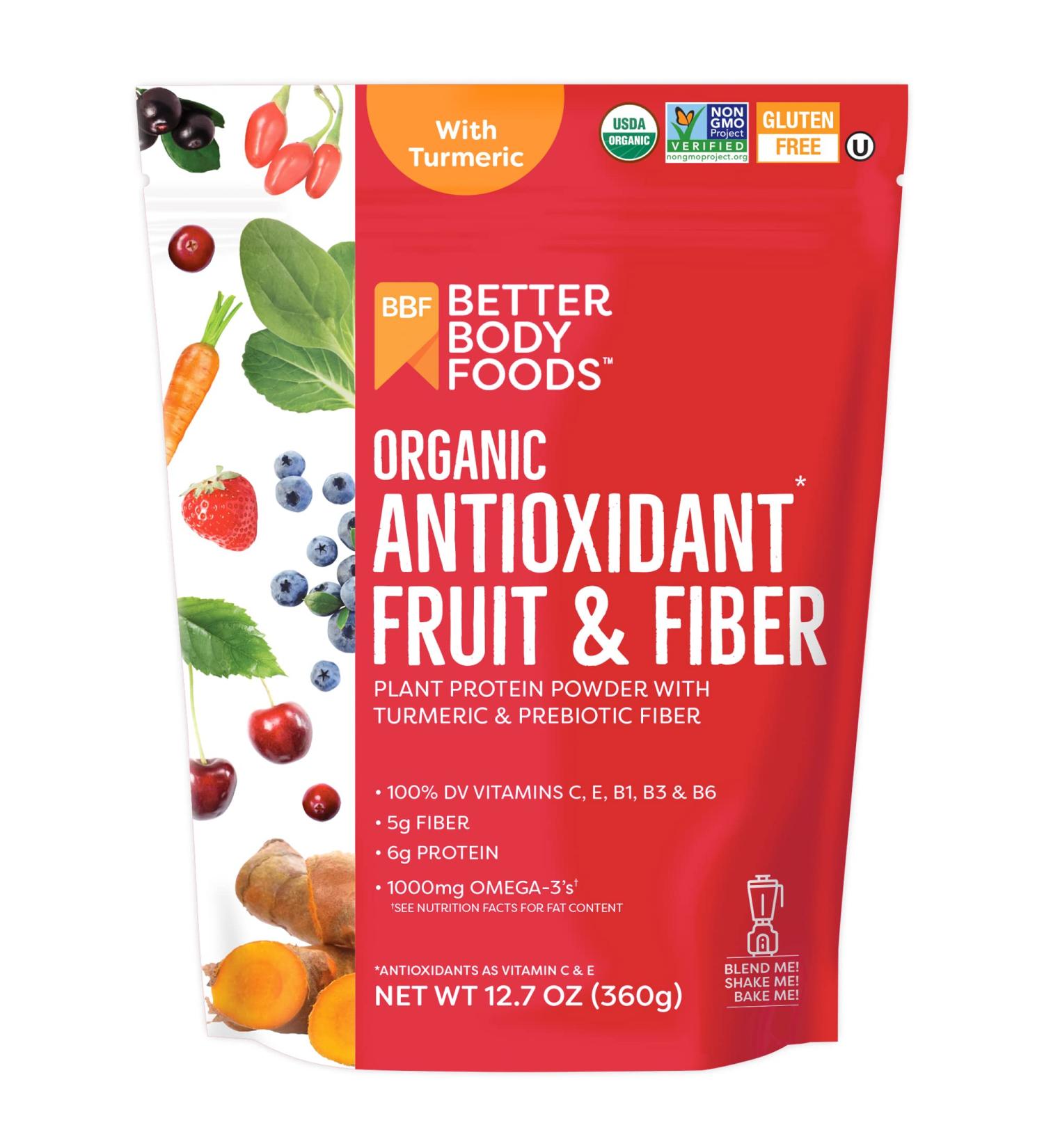 BetterBody Foods Organic Antioxidant Fruit & Fiber Superfood Blend - 12.7 oz Powder - Buy Online on SooperMarket.com