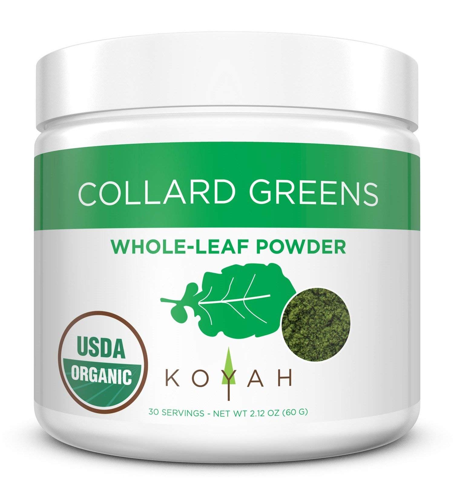 KOYAH Organic USA Collard Greens Powder | Freeze-Dried Whole-Leaf | Equivalent to 15 Cups Fresh - Buy Online on SooperMarket.com