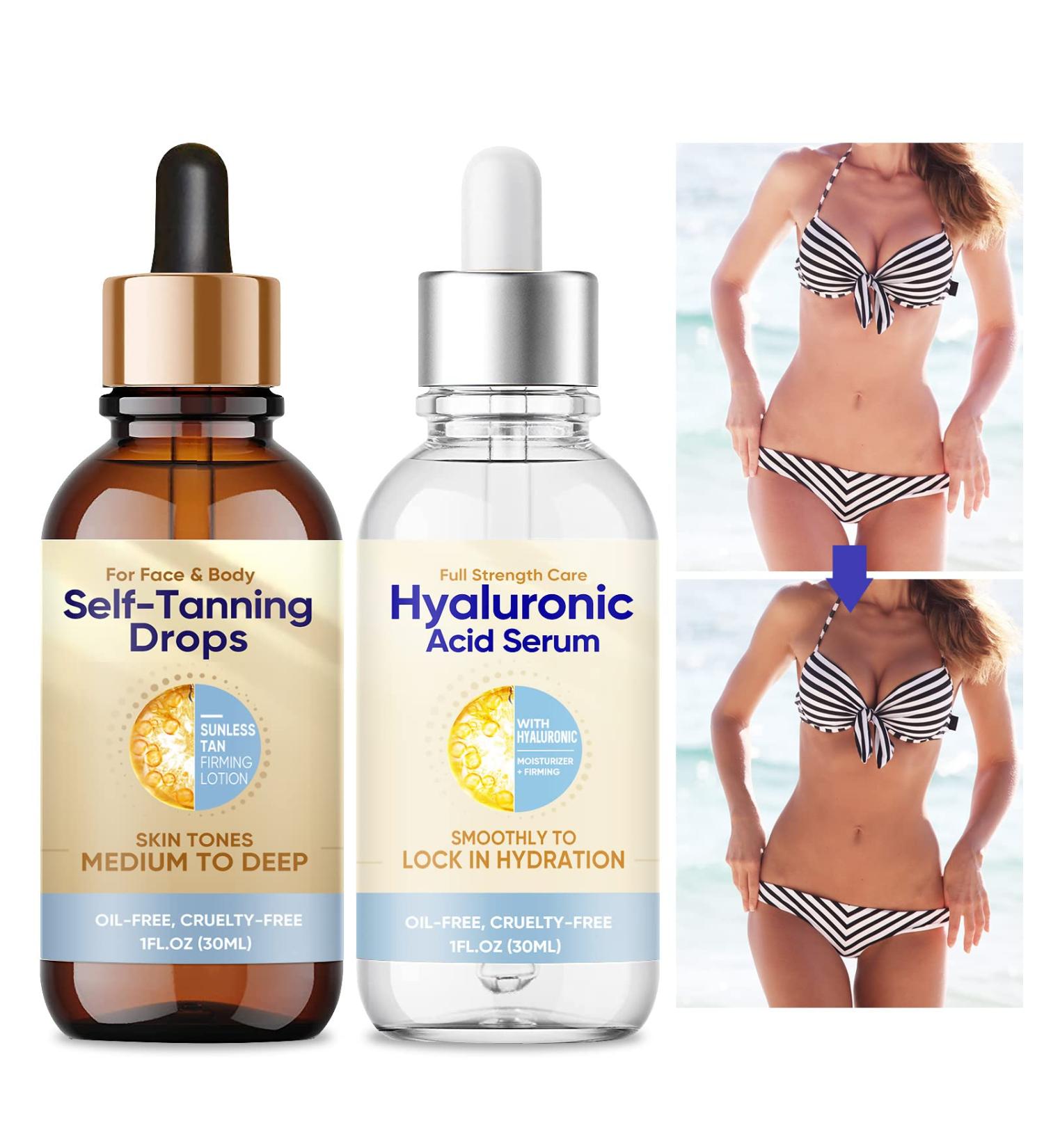 Face & Body Self Tanner Drops | Sunless Bronzing Drops for Face Tan | Long-Lasting Formula | 30ml*2 - Buy Online on SooperMarket.com