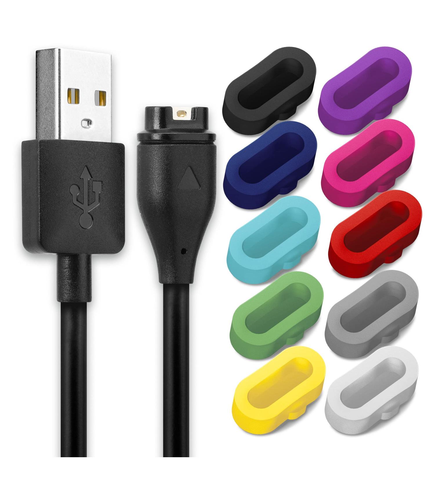 Buy Subtel 1m Replacement USB Cable for Garmin Fenix 7 6 6 Pro Vivoactive 4 & 3 | Colorful 10x Dust Protection Caps | USB A 2.0 Charging Data Cable - International Shipping Available - Buy Online on SooperMarket.com
