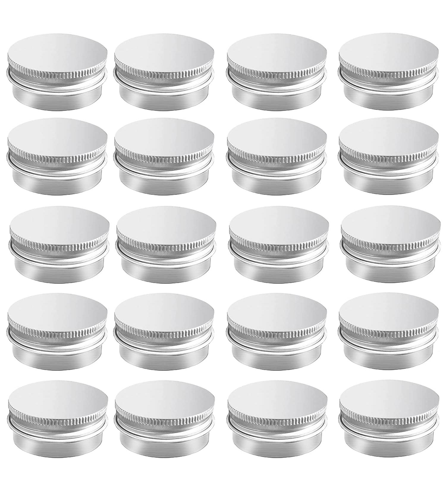 20 Pack 0.5 oz Aluminum Tin Jars with Screw Lid - 15ml Round Refillable Containers - 1.5x0.7 Inch - Buy Online on SooperMarket.com