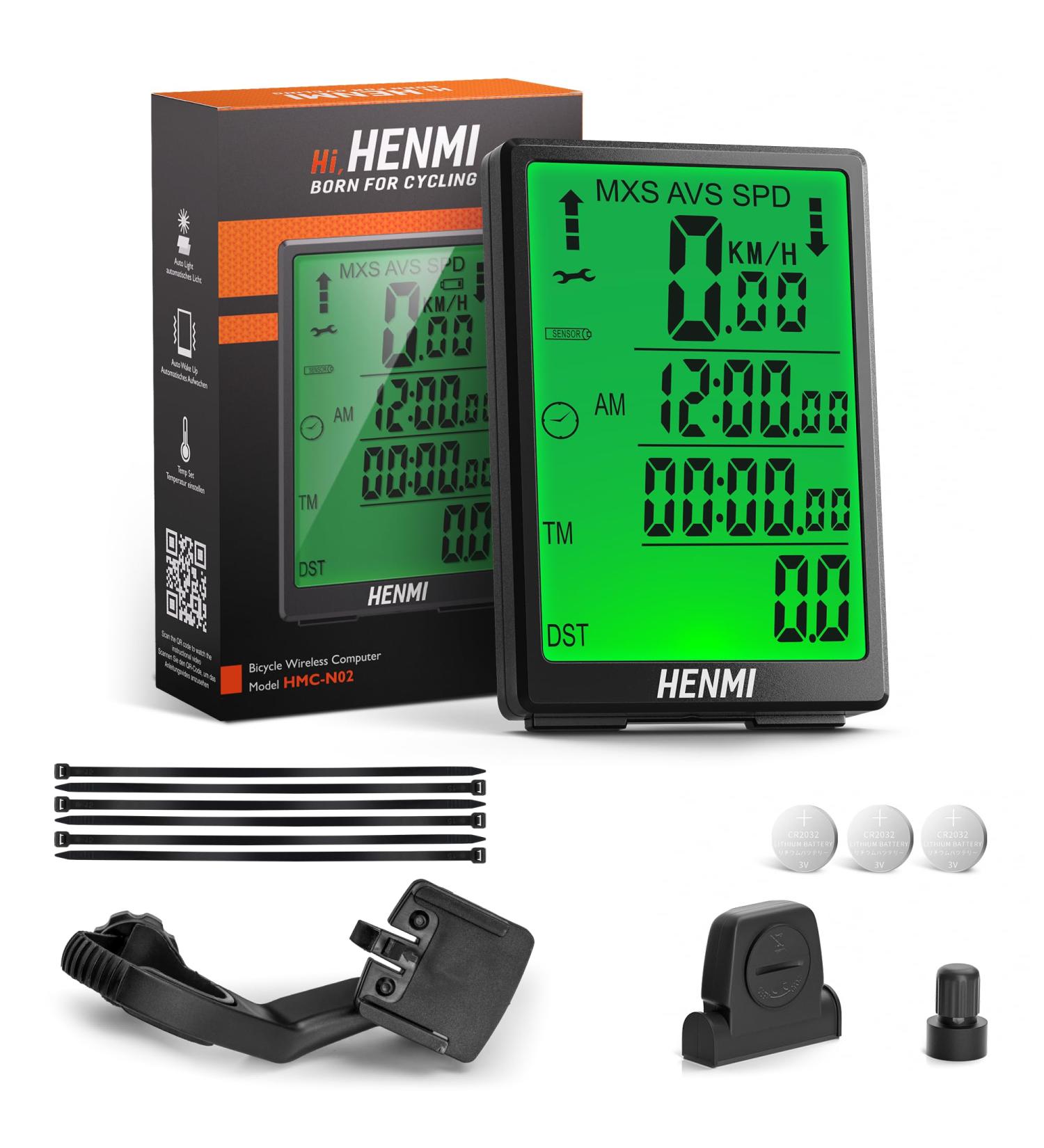 Buy Henmi Wireless Bike Computer - 3.2 Inch Waterproof Speedometer with Backlighting | International Shipping Available - Buy Online on SooperMarket.com