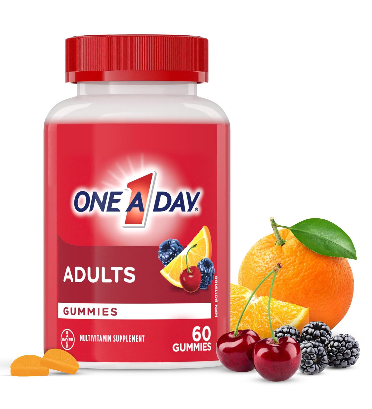 One A Day Adult Multivitamin Gummies - Daily Gummy Multivitamins For Men And Women With Vitamins A B6 B12 C D E Biotin and Zinc Supports Immunity And Bone Health Hair And Nails 60 Gummies - Buy Online on SooperMarket.com