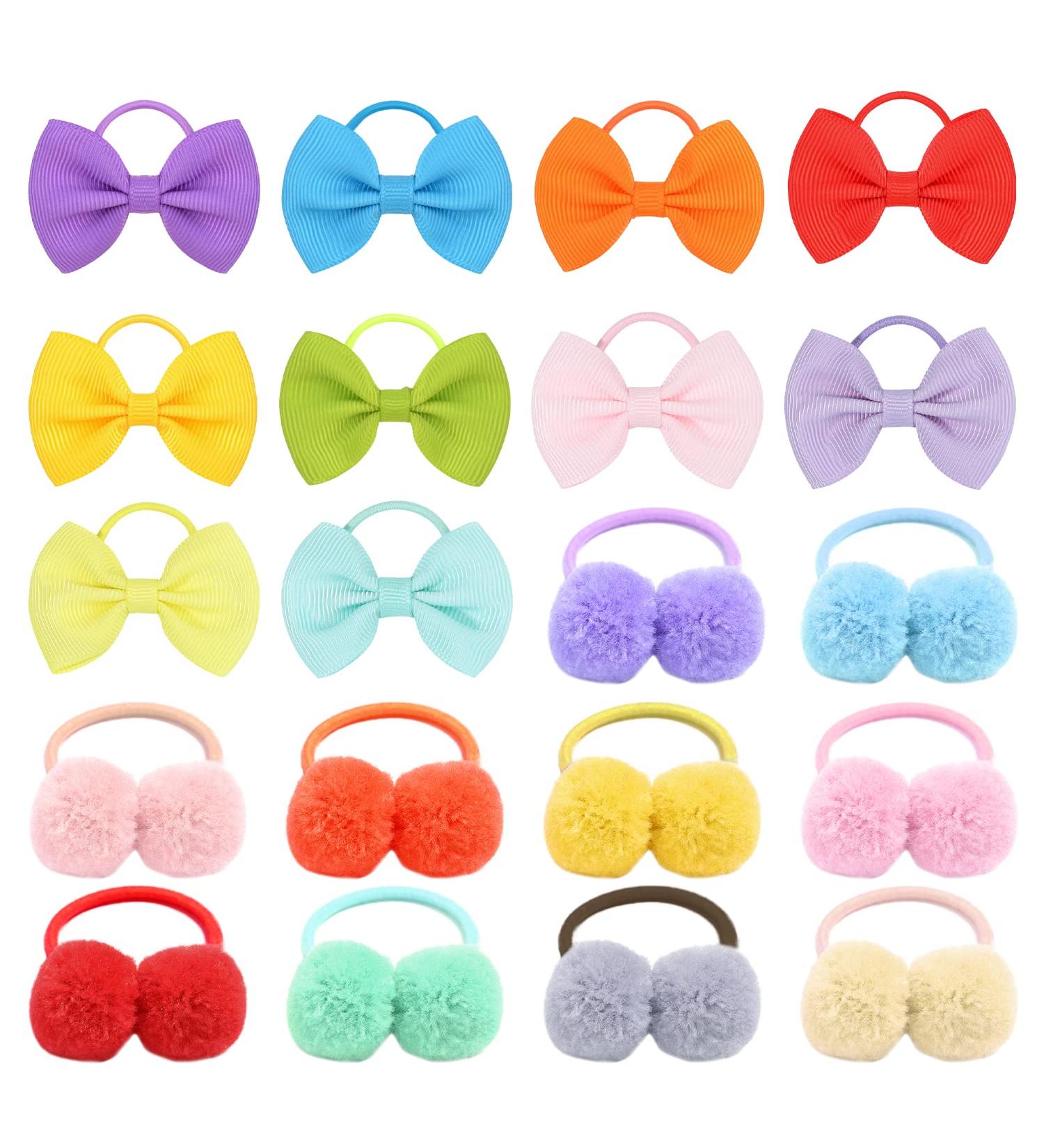 20 Pieces Colored Elastic Hair Rope Hair Band with Bow Elastic Ponytail Band Cute Hair Styling Accessories Suitable for Playing and Shopping - Buy Online on SooperMarket.com