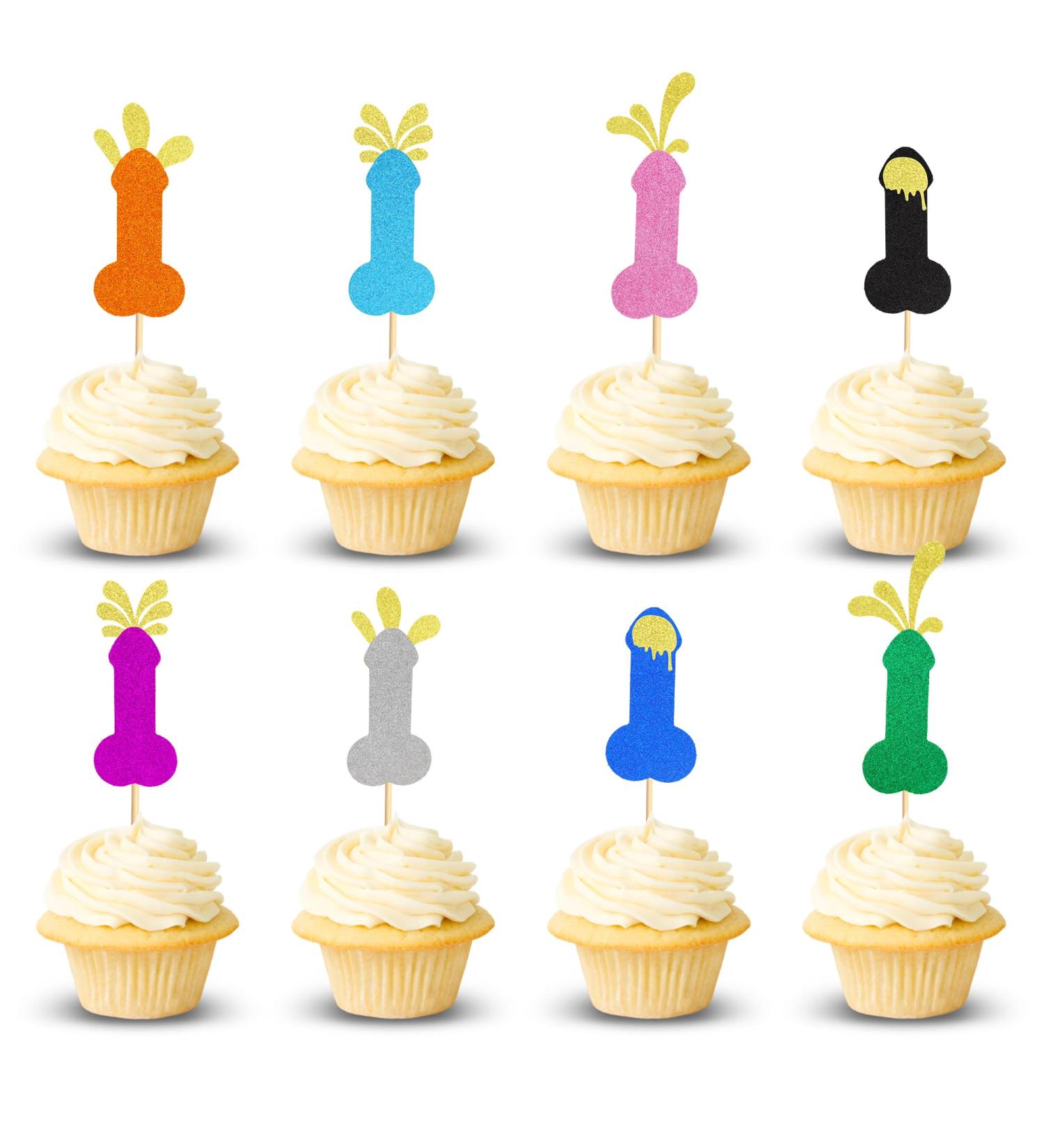 Arthsdite 24Pcs Bachelorette Cupcake Toppers Hen Funny Party Cake Pick Decorations for Wedding Engagement Bachelorette Birthday Party Cake Decorations Supplies - Multi-color Glitter - Buy Online on SooperMarket.com