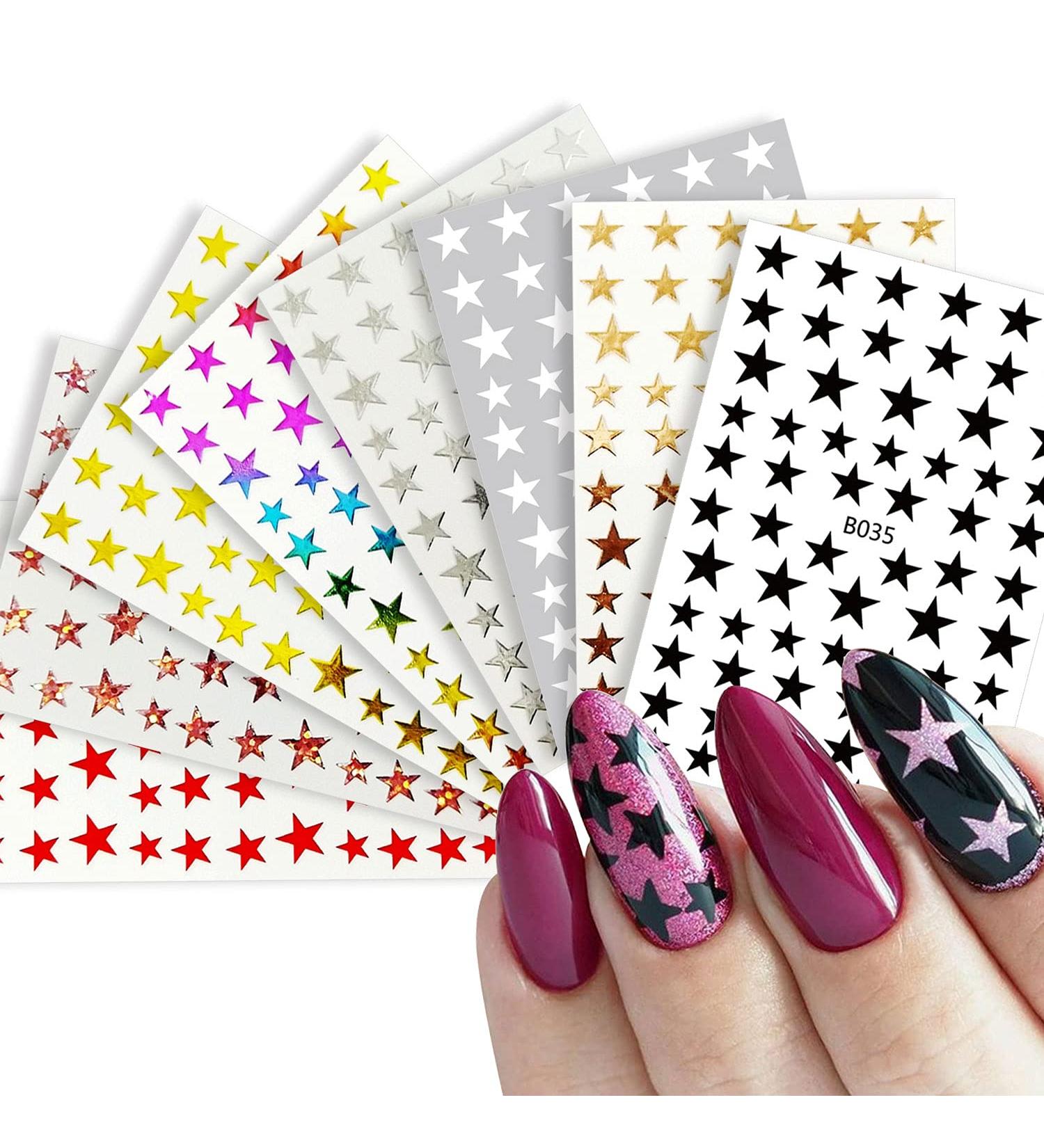 3D Self-Adhesive Star Nail Art Stickers Decals - Manicure Accessories - Buy Online on SooperMarket.com