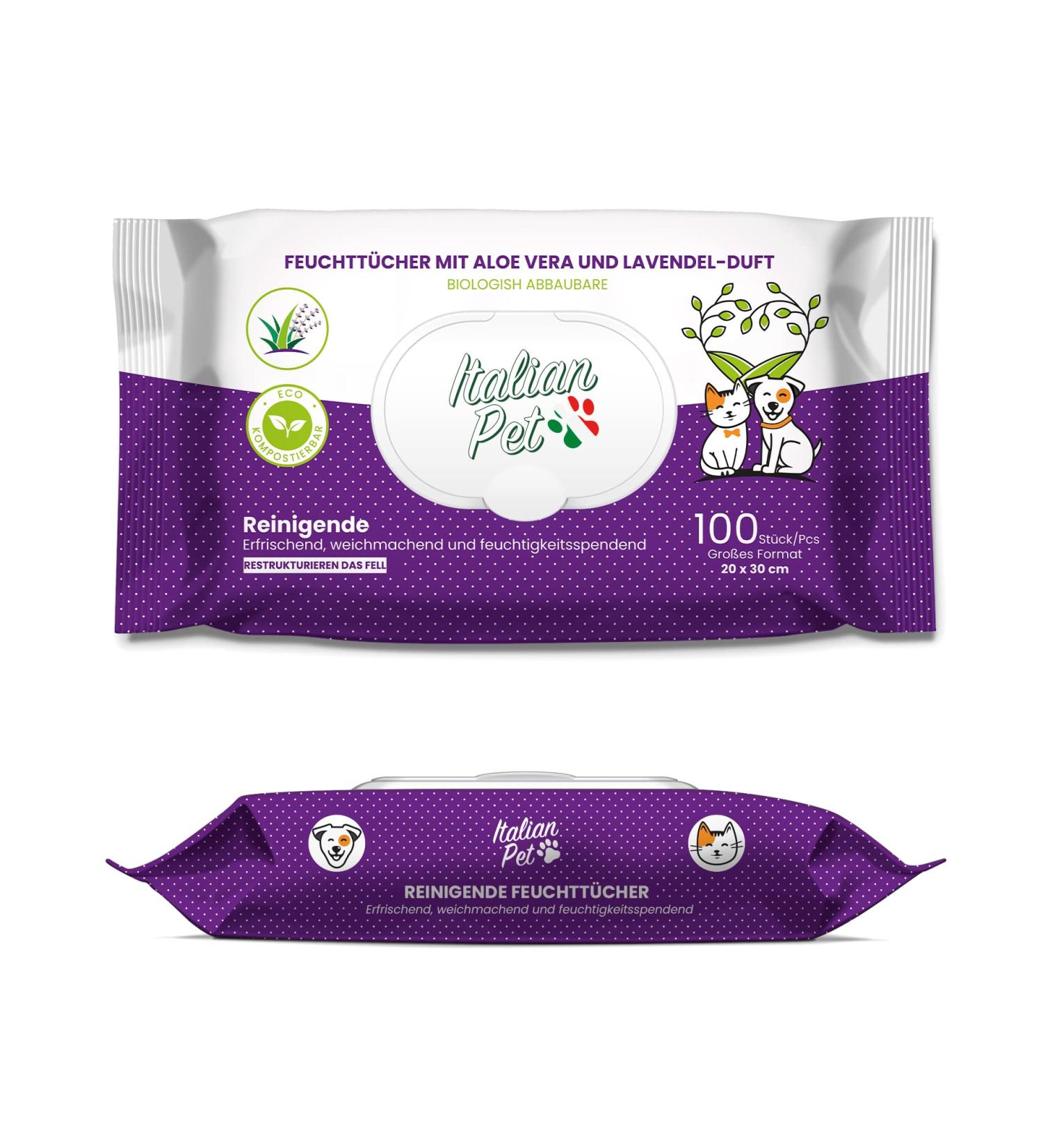 Biodegradable Aloe Vera & Lavender Pet Cleaning Wipes - 100 Disposable Wipes for Dogs Cats & Rabbits - Eco-Friendly Wet Wipes for Paws Muzzle & Fur - Buy Online on SooperMarket.com