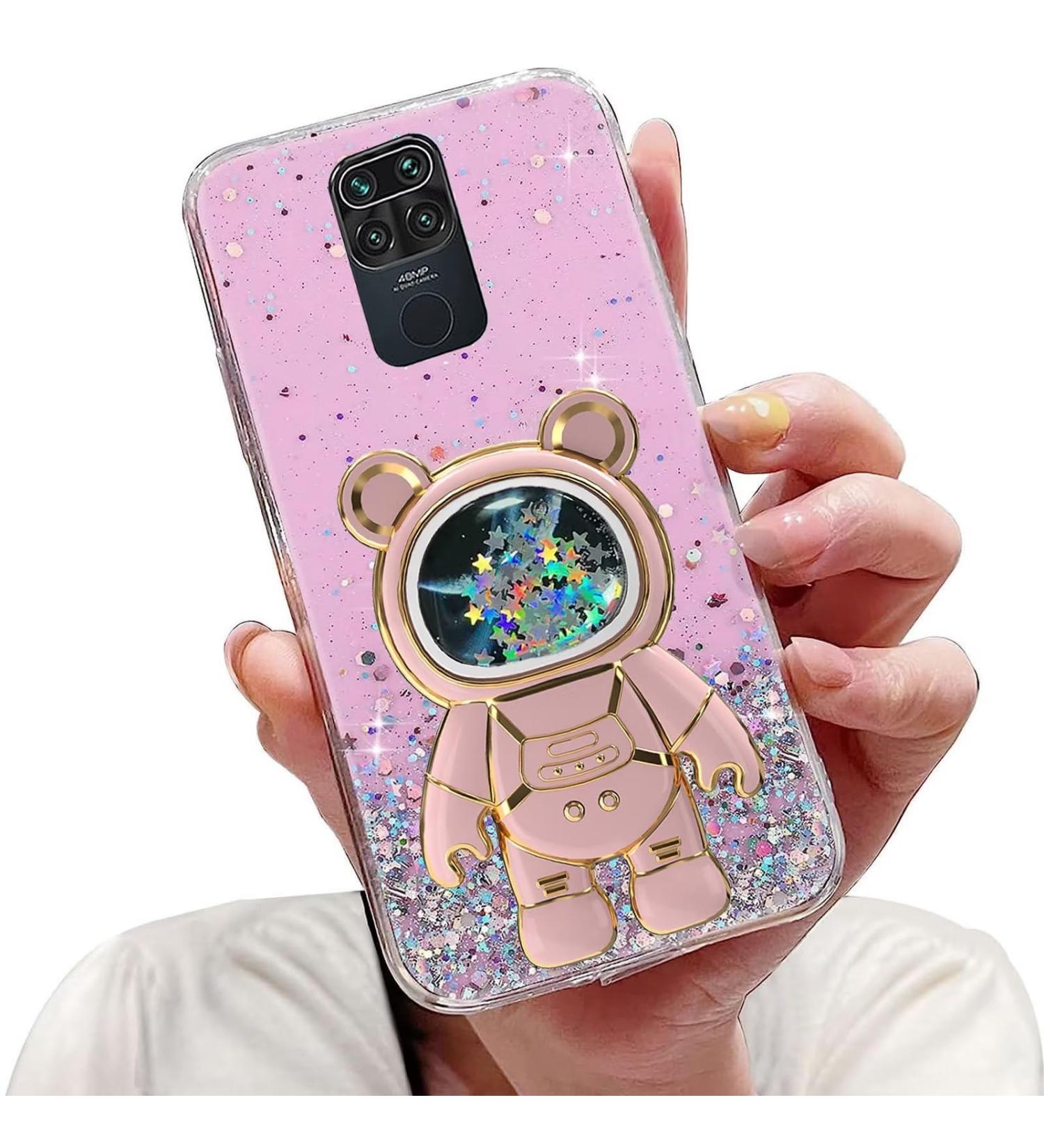 Buy Tivenfezk Nadoli Soft Silicone Bling Case for Xiaomi Redmi Note 9 - Glitter Astronaut Hidden Stand Transparent Protective Cover Pink - Buy Online on SooperMarket.com