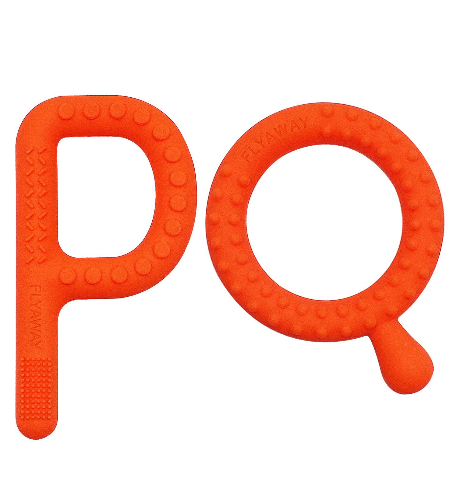 Silicone Teething Tubes Straws 2 Pack for Babies 3-12 Months - Orange P & Q Shape Sensory Chew Toys for ADHD & Autism - Buy Online on SooperMarket.com