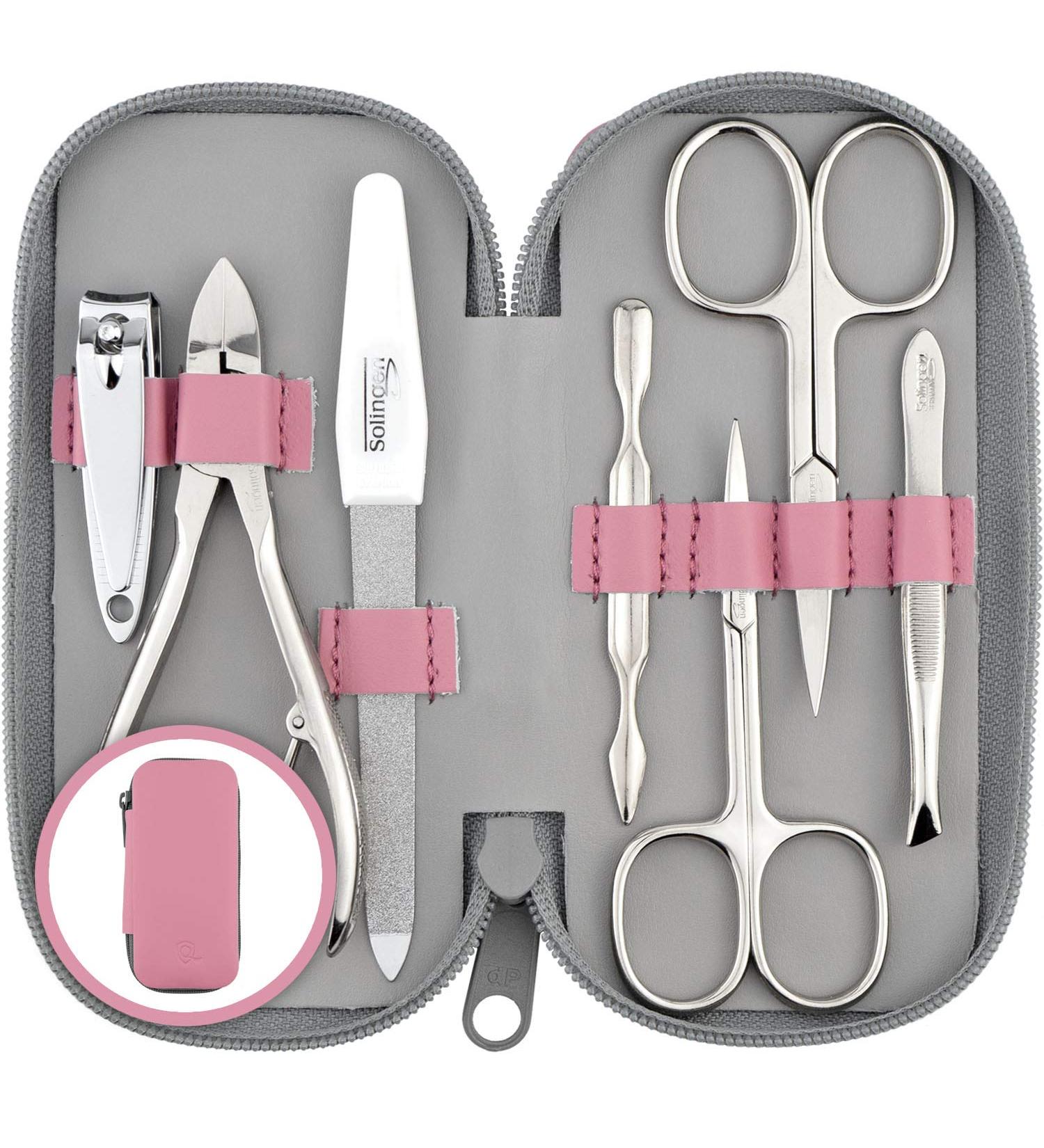 Buy Marqus 7-Part Manicure Set for Men & Women - Solingen Made in Germany Real Leather Case Perfect for Hand & Foot Care - Pink - Buy Online on SooperMarket.com