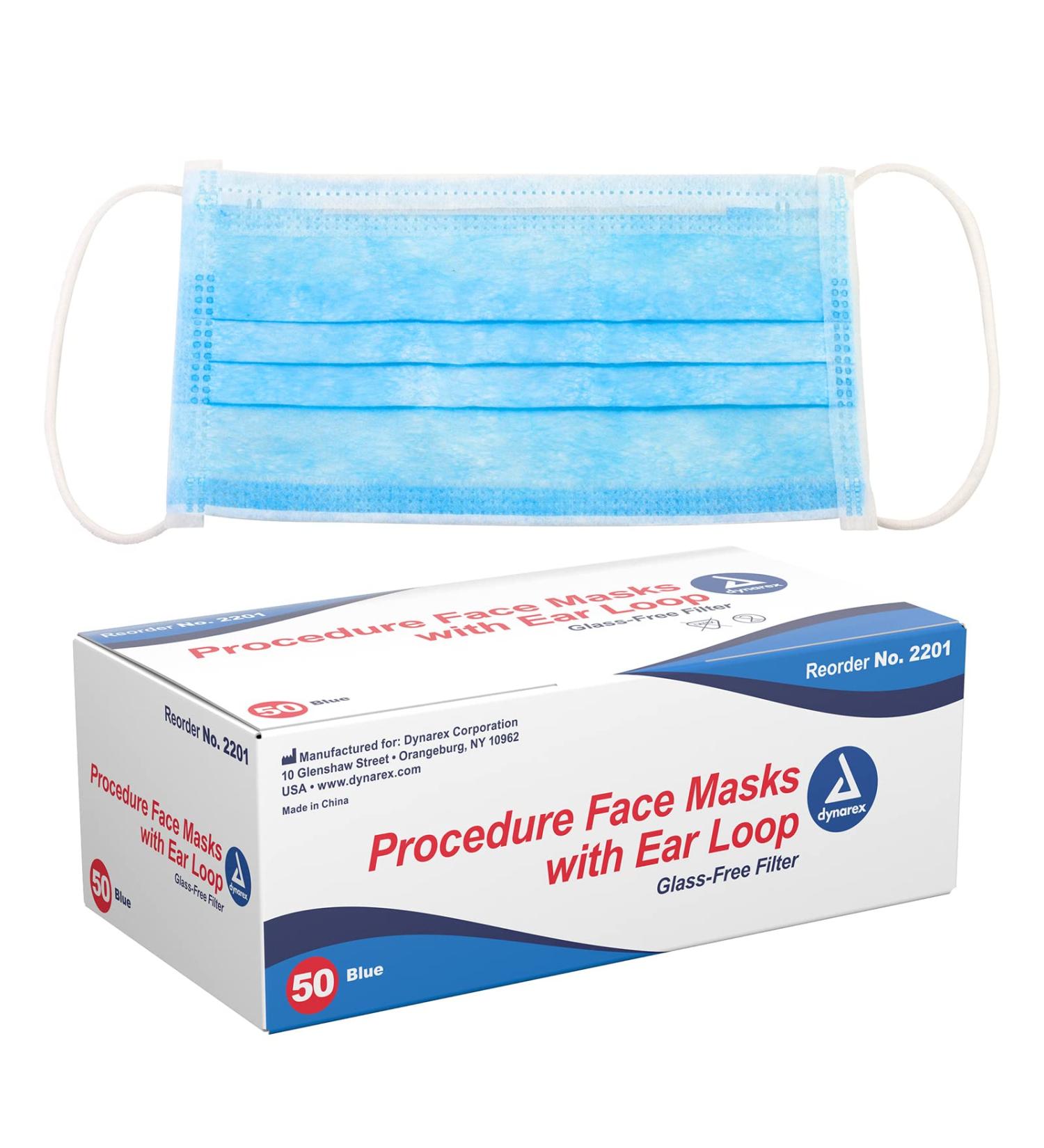 Buy Dynarex Procedure Masks - Disposable Triple-Pleated Face Masks with Ear Loops - 50 Blue Medical Masks for Hospital Use | Fast International Shipping - Buy Online on SooperMarket.com