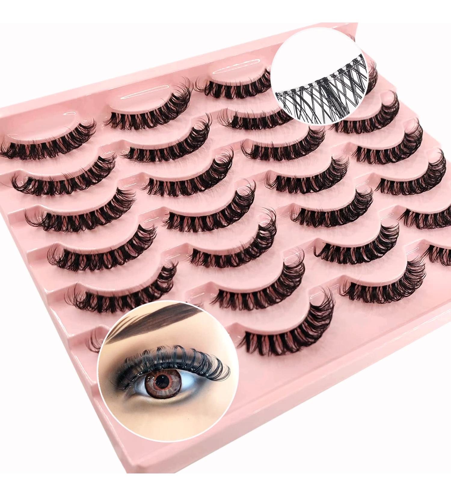 Heracks 14 Pairs D Curl Russian Cat-Eye Lashes | 10-20 MM Fox Eyelashes | Wispy False Eyelashes with Clear Band - Buy Online on SooperMarket.com